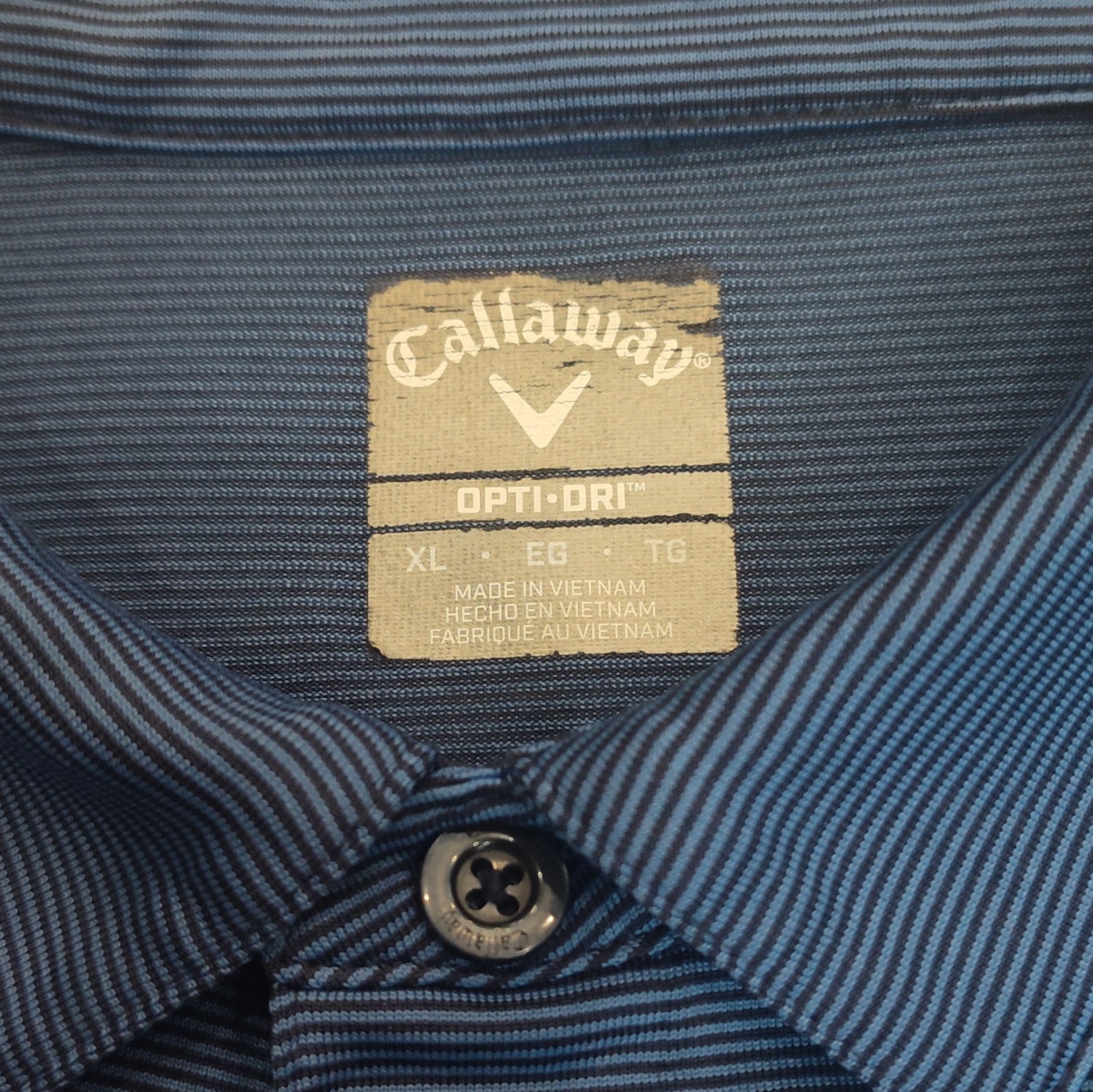 Callaway Opti-Dri Men’s Blue Striped Golf Polo LG Short Sleeve