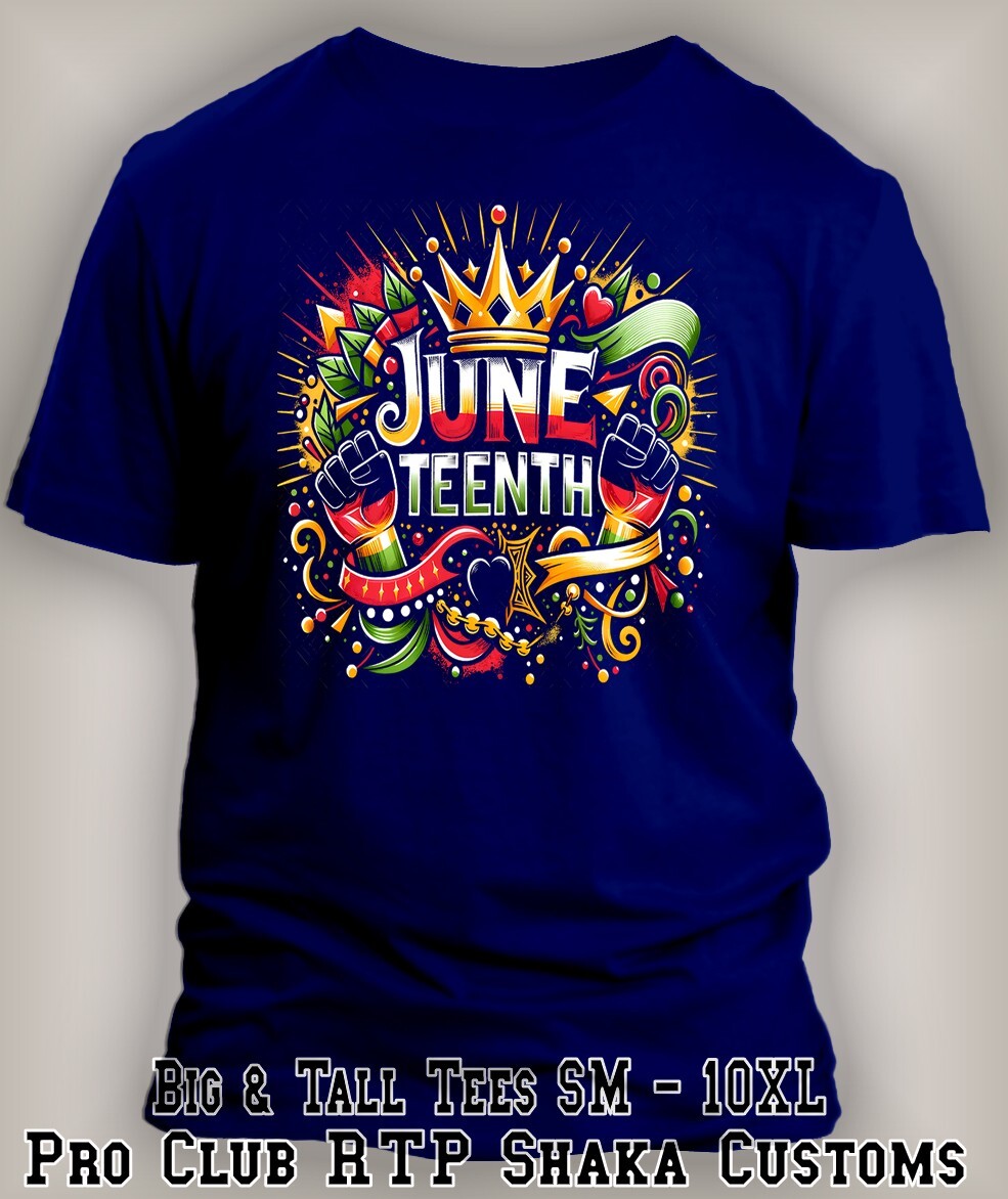 Mens 1865 Juneteenth Black History Tee Crown & Fist Glory Greystone 8XL Big