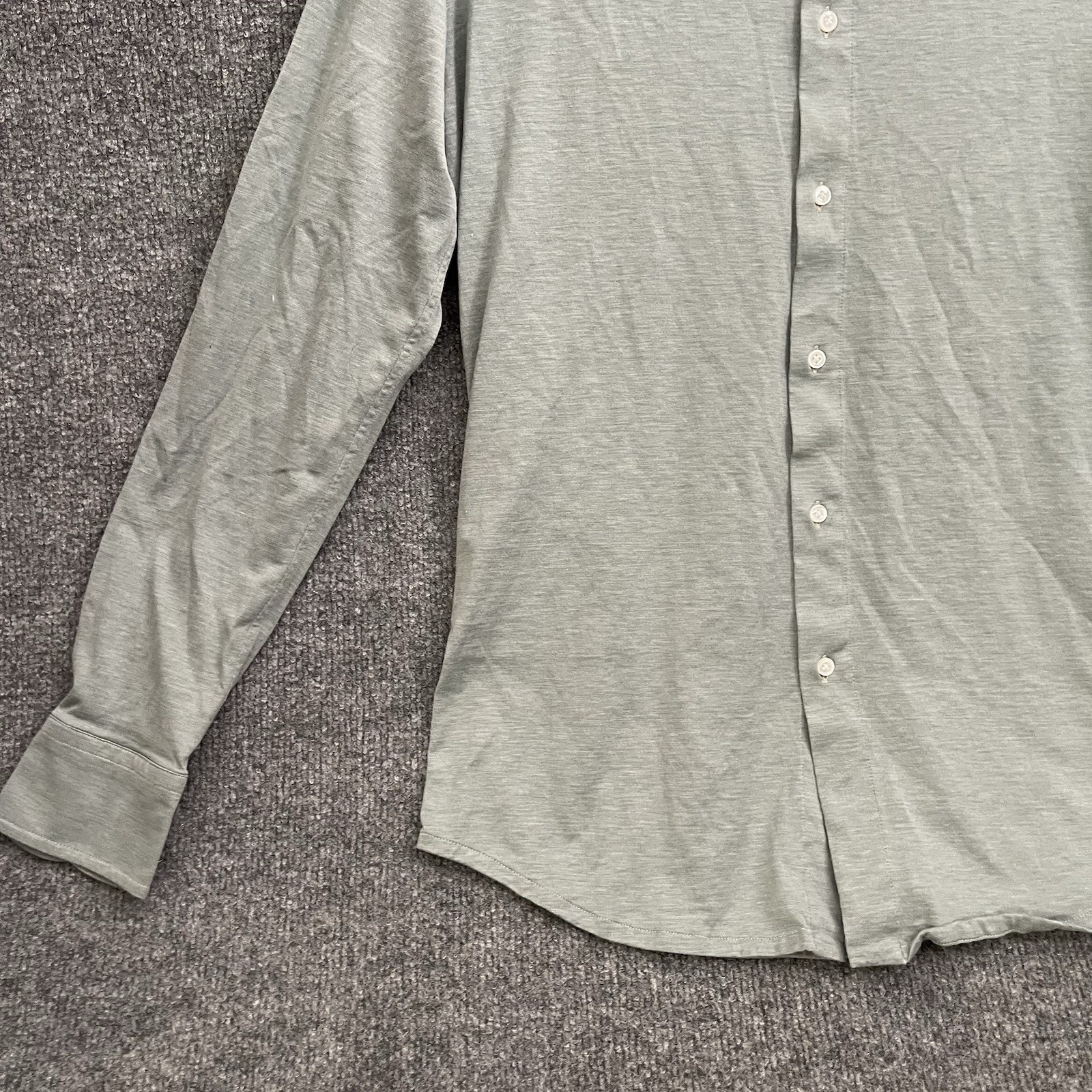 Luca Faloni Button Up Shirt Men’s Sz XL Cotton Linen Blend Long Sleeve Green