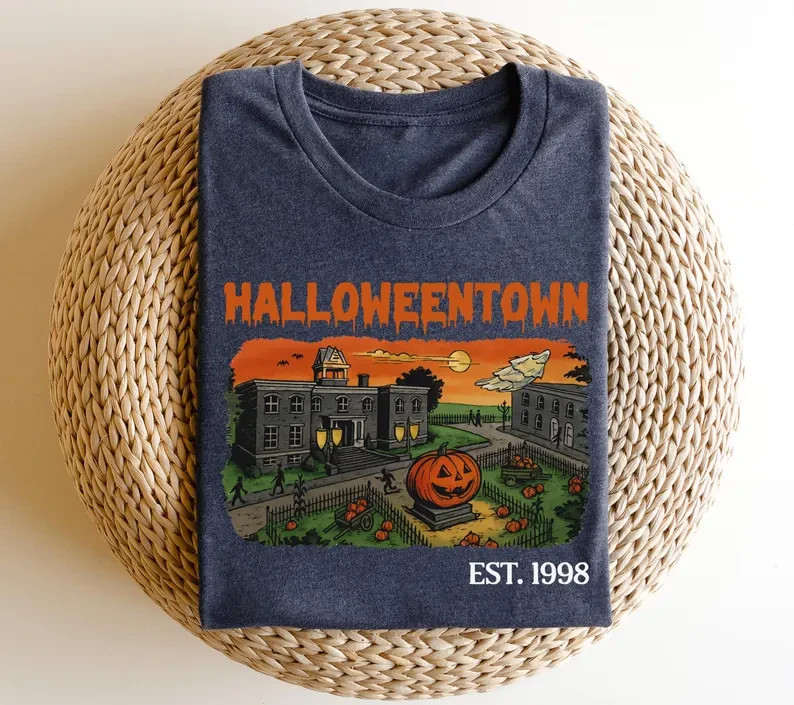 Spooky Town Sweatshirt Pumpkin Carving Haunted Village Vintage Halloween Shirt