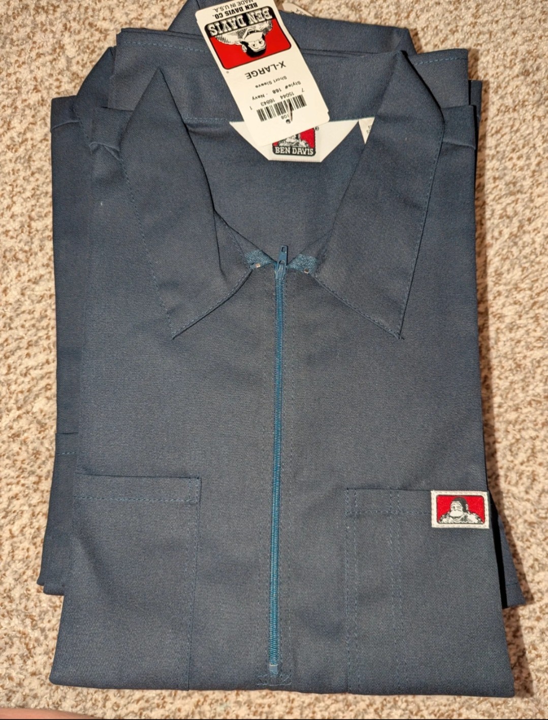 Ben Davis Railroad 1/2 Zip Shirt, Navy Men’s XL