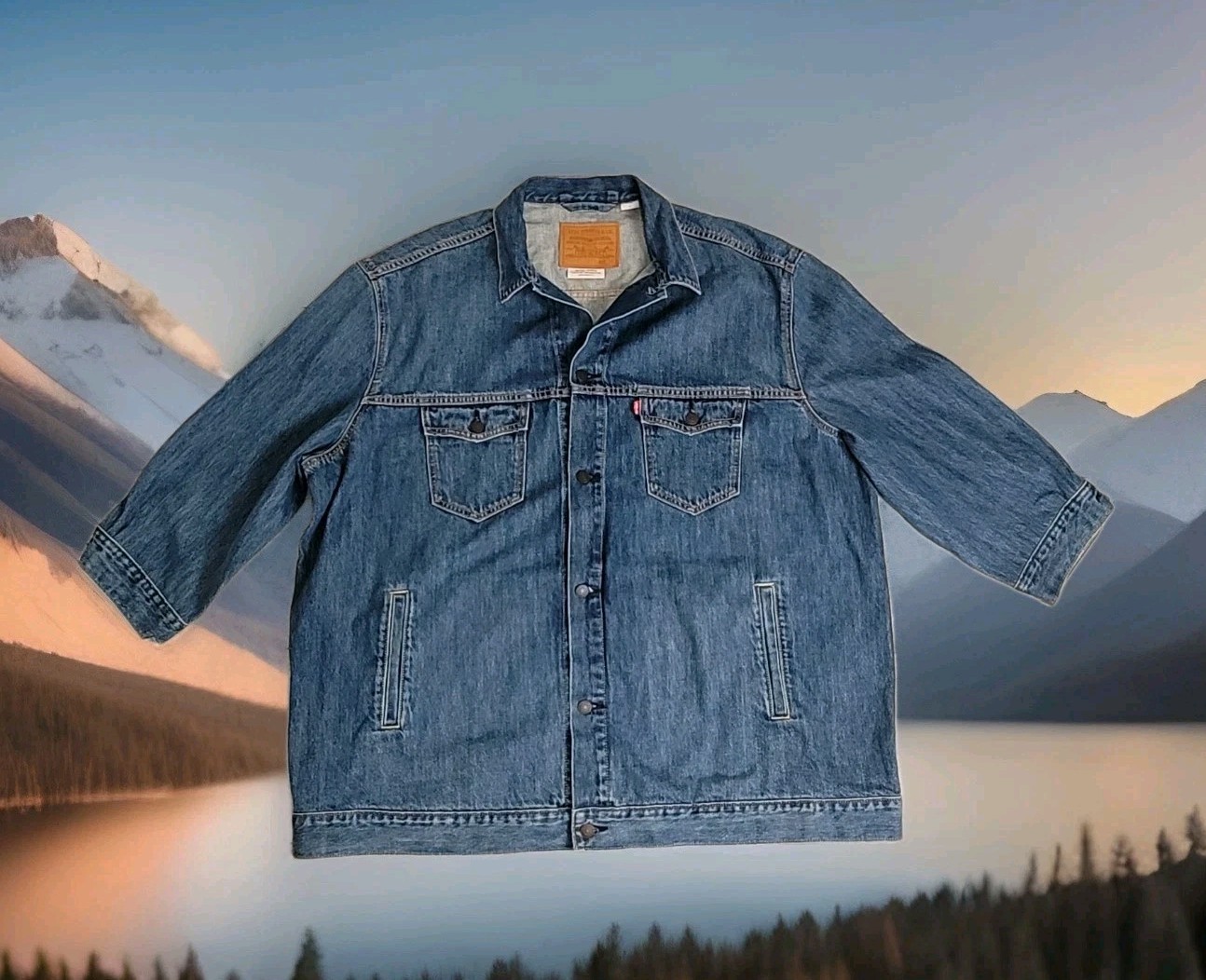 🧥 Levi’s Premium Long Trucker Jacket Men’s M Relaxed Cut Western (Read/C-video)