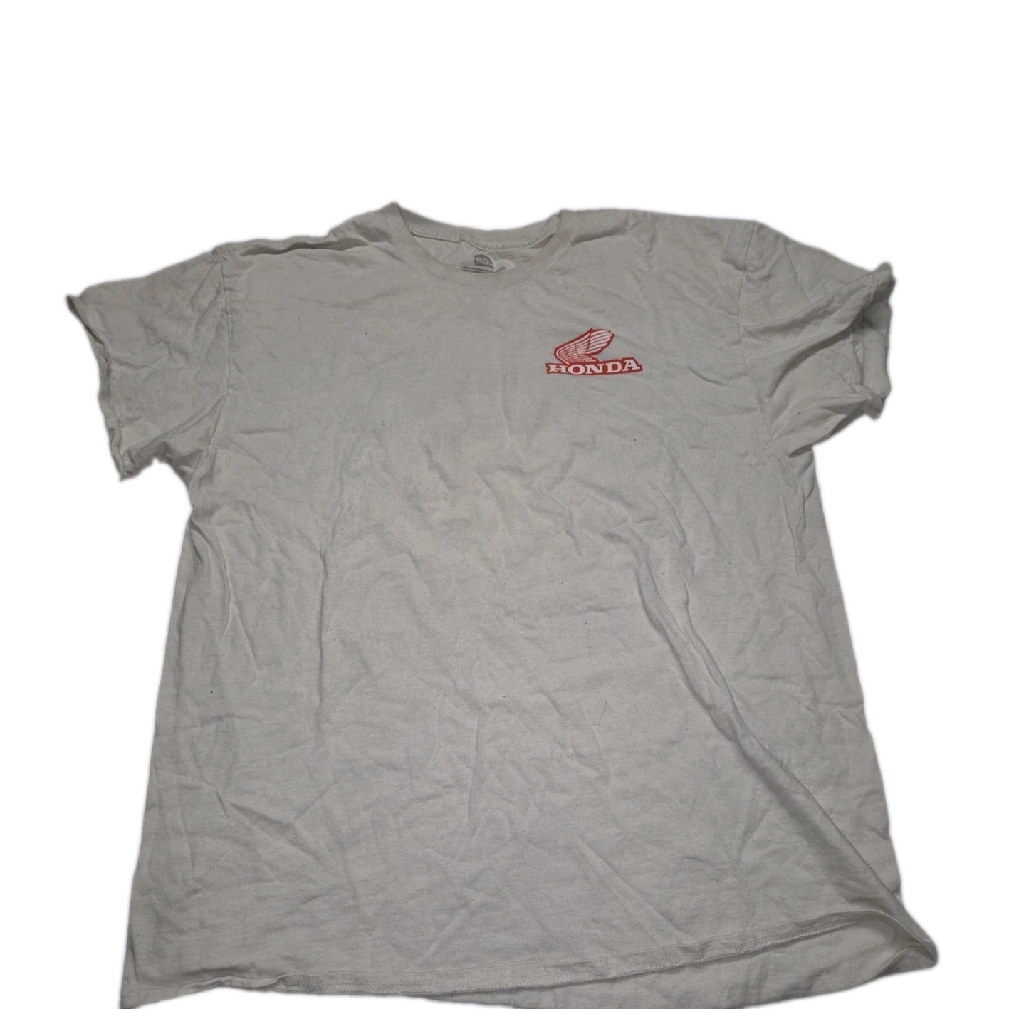 Honda Racing Team Shirt Mens Beige Checkered Flag Motorsport Cars XL / X-LARGE
