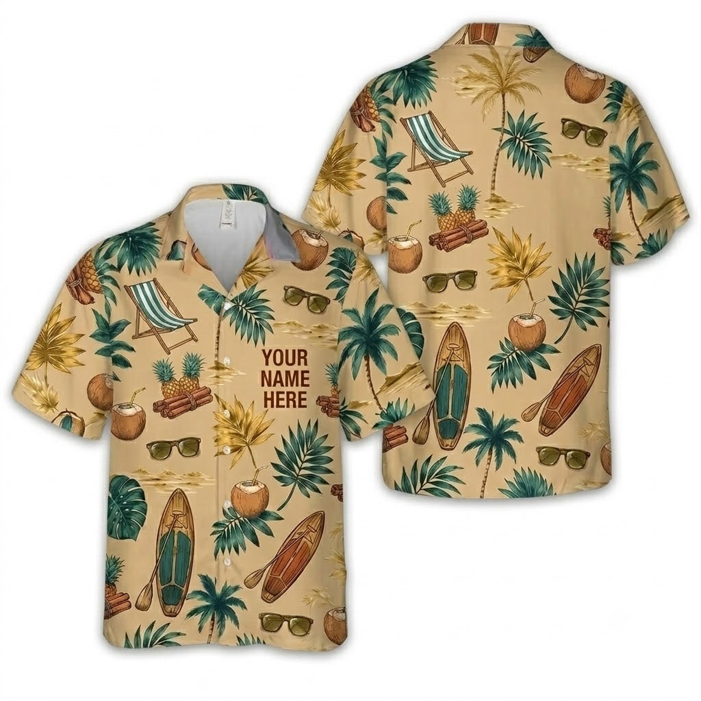Custom Personalized Name Beach Vacation Tropical Aloha Hawaiian Shirt