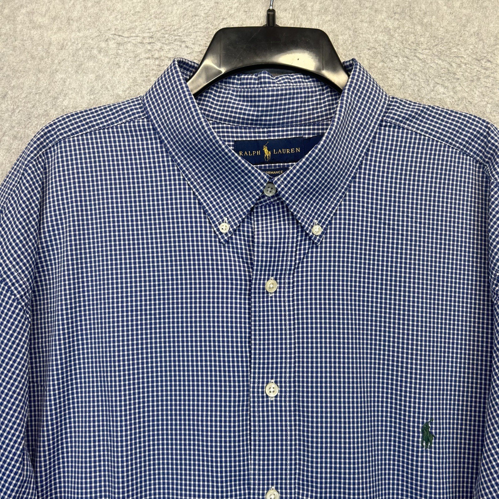 Ralph Lauren Shirt Mens 3XB Blue Check Performance Lightweight Stretch Casual