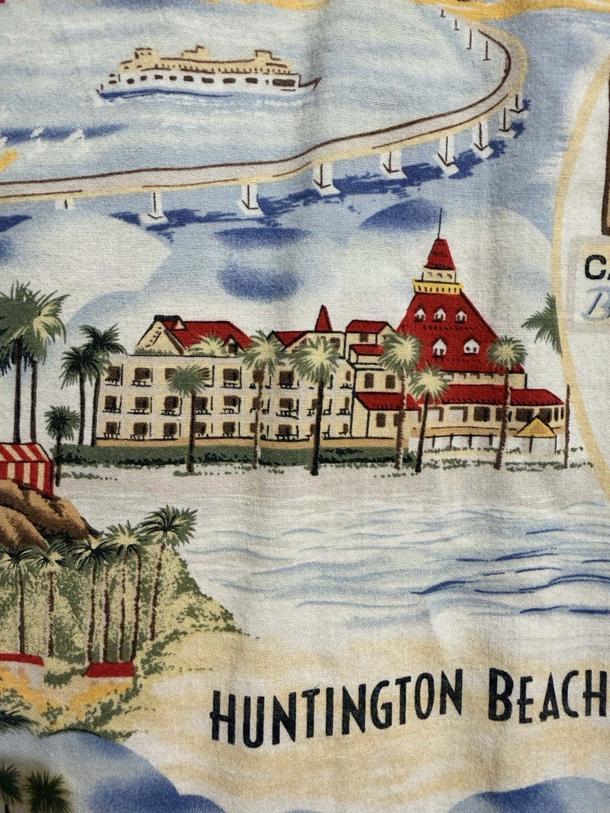 Surf Squirt California OC Beach Cities Santa Monica PCH Hawaiian Shirt Sz L