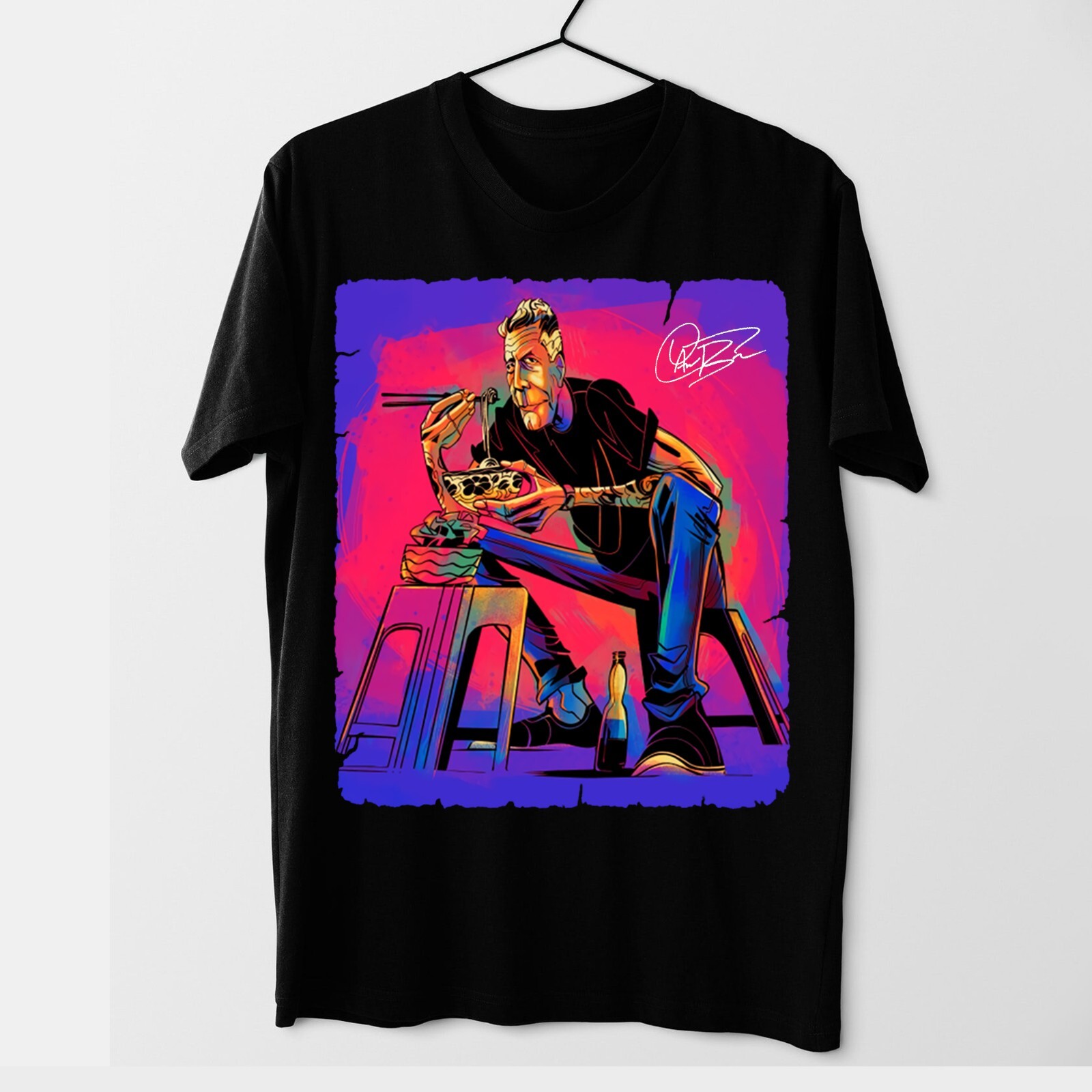 New Popular Anthony Bourdain Caroon Band Member Men S-5XL Tee