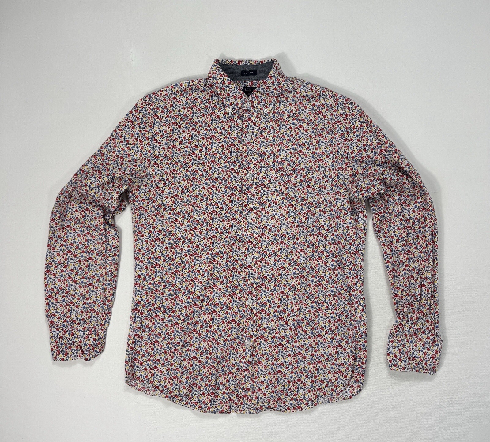 J Crew Men’s Medium Slim Fit Button Shirt Floral Print Casual Modern Preppy