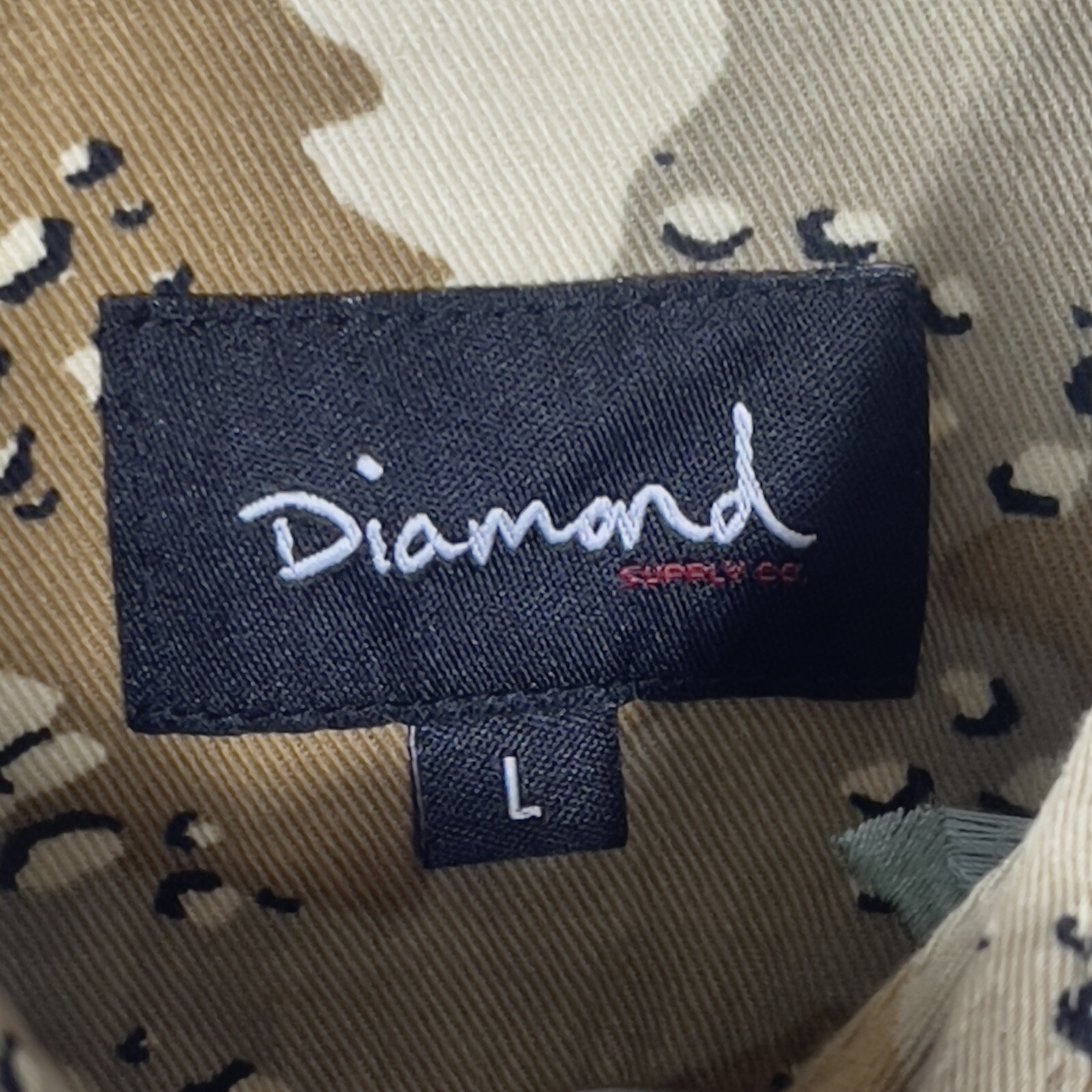 Diamond Supply Co Button Up Shirt Camouflage Long Sleeve USA Made Canvas Sz Lg