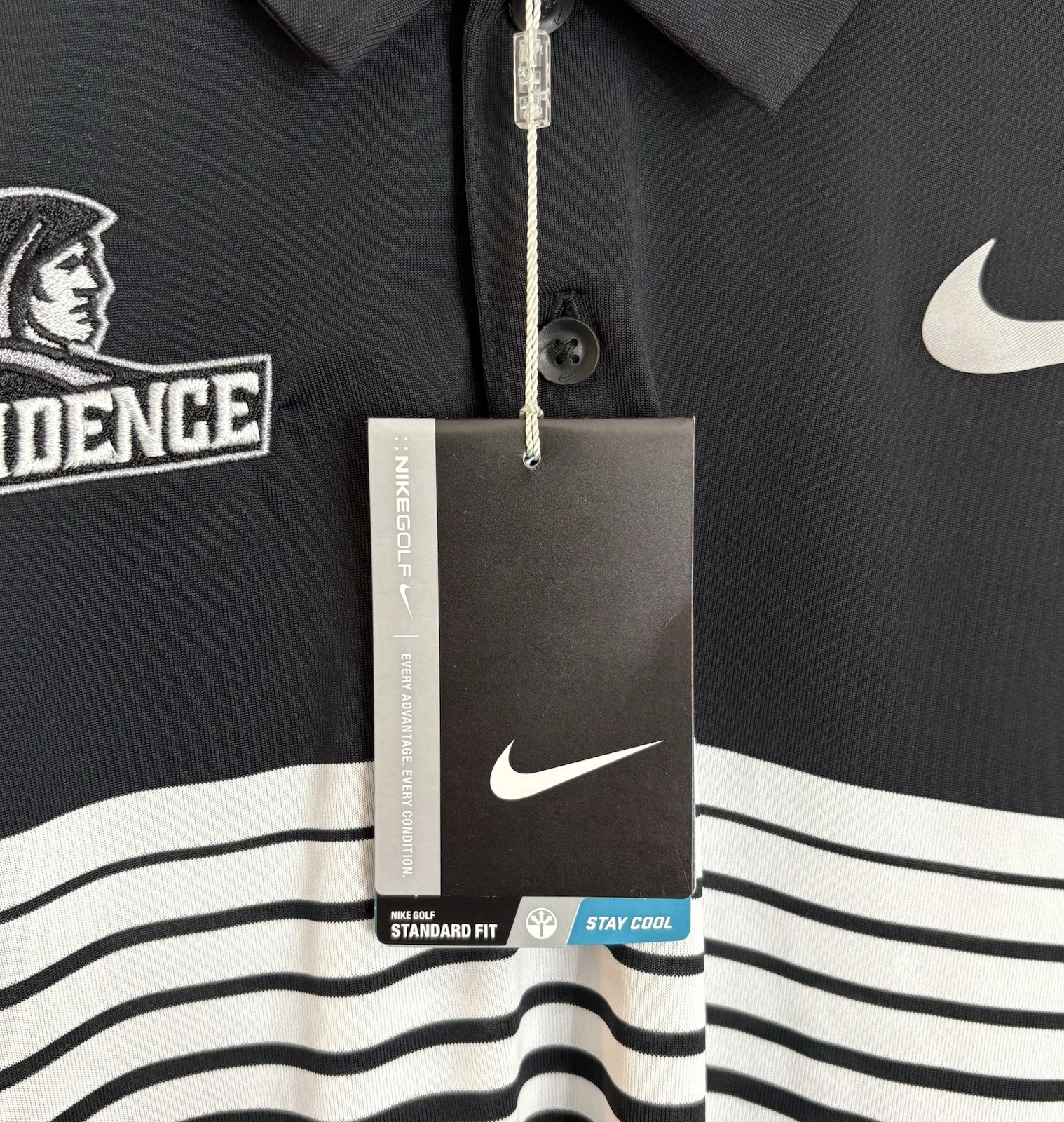 NWT Providence College Friars Men’s Large Nike Golf Black & White S/S Polo Shirt