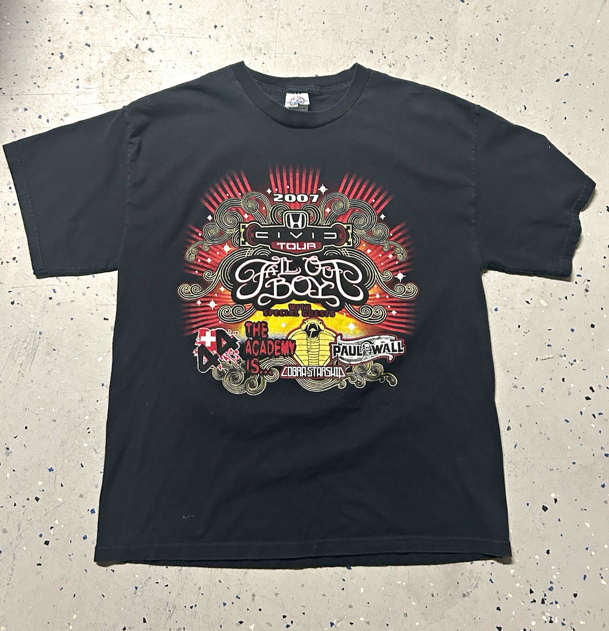 Delta Pro Weight Fall Out Boy Civic Tour 2007 Black L Double-Sided T-Shirt
