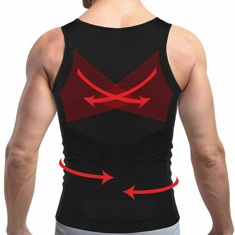 Mens Compression Shirts Slimming Body Shaper Vest Tight Tank Top Tummy Control