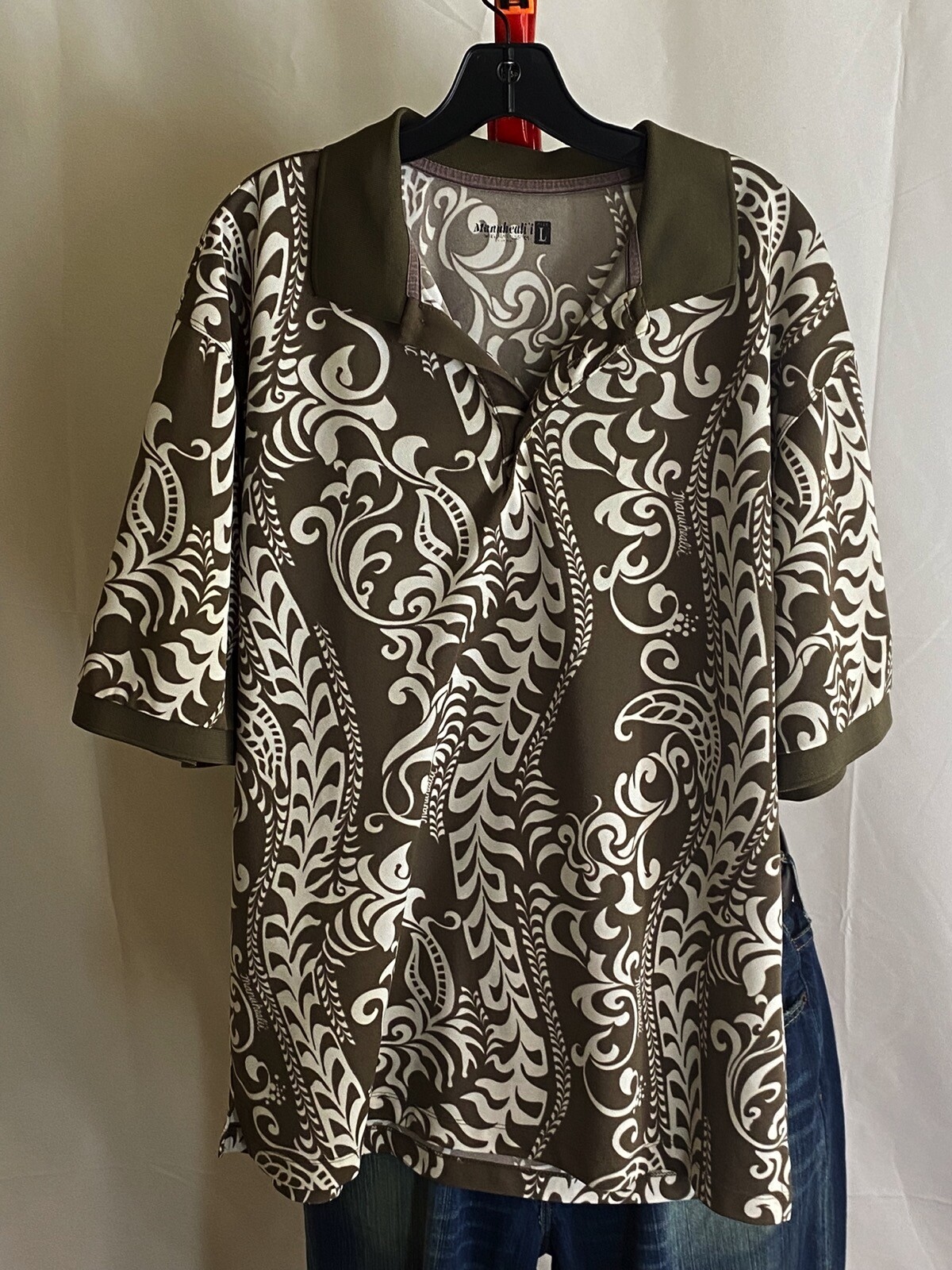 Manucealu Hawaii Poly POLO SHIRT Large L