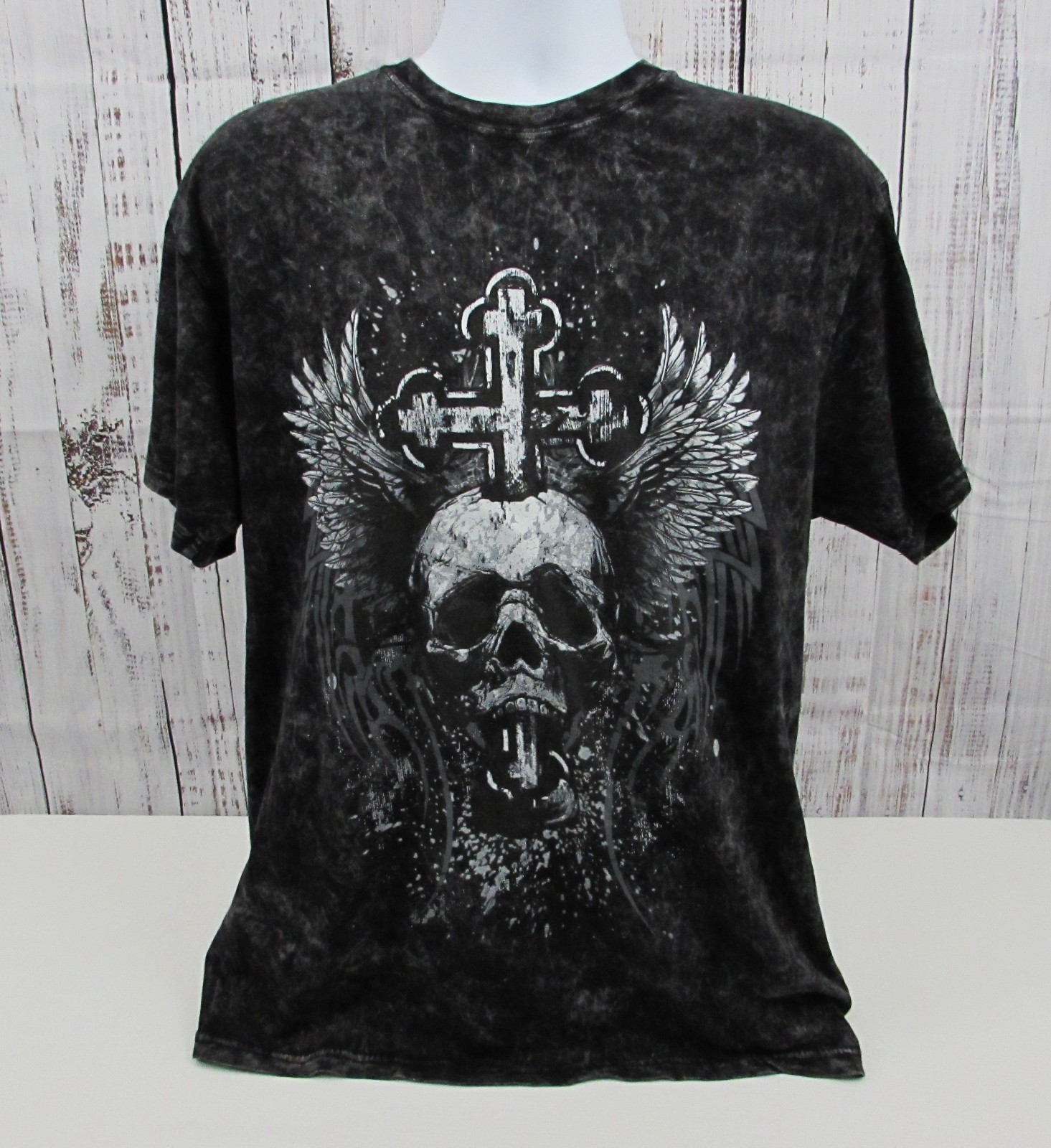 Brisco Brands Skull Wings Graphic Tee XL Black Tie Dye
