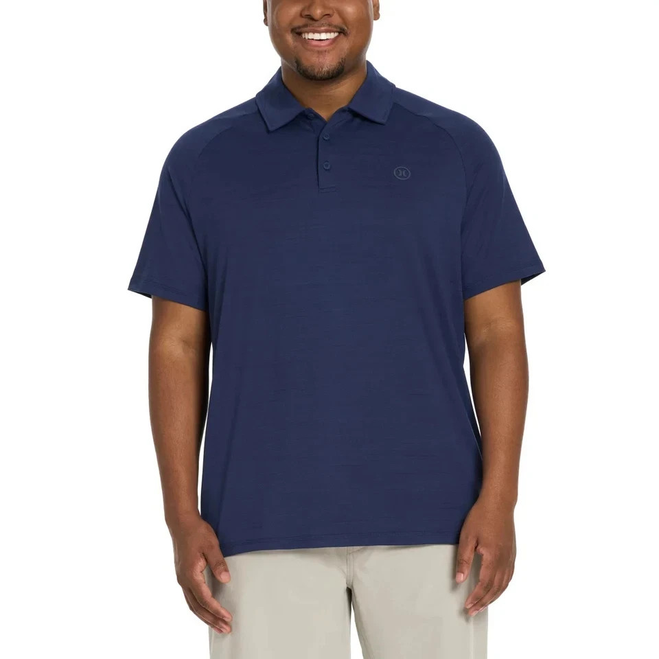 NEW Hurley Men’s Performance Polo Moisture Wicking Stretch, Blue, Size LARGE