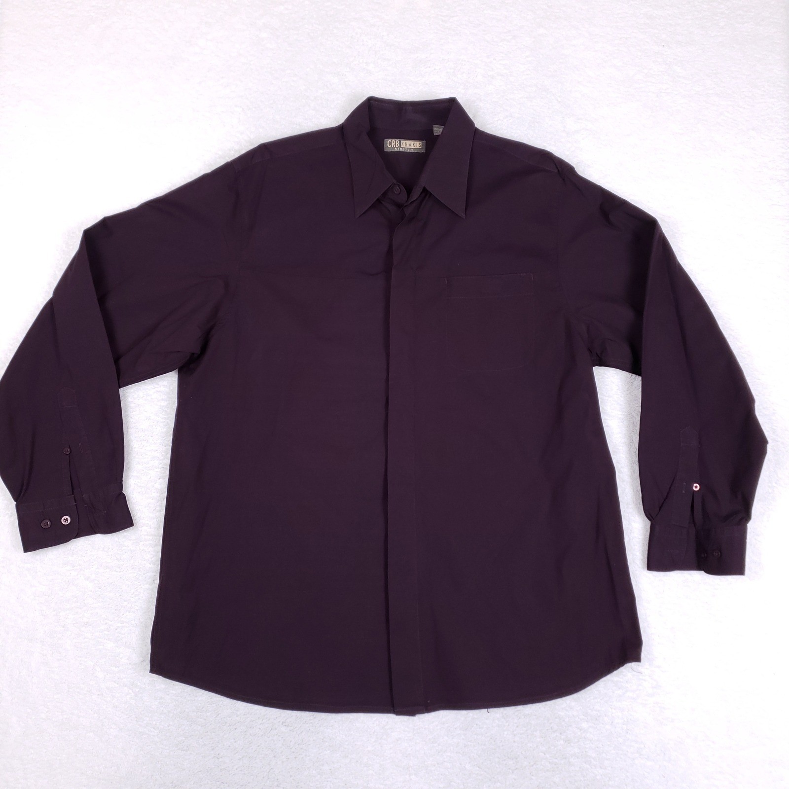 CRB Khakis Shirt Mens XL Long Sleeve Stretch Button Down Dark Purple Minimalist