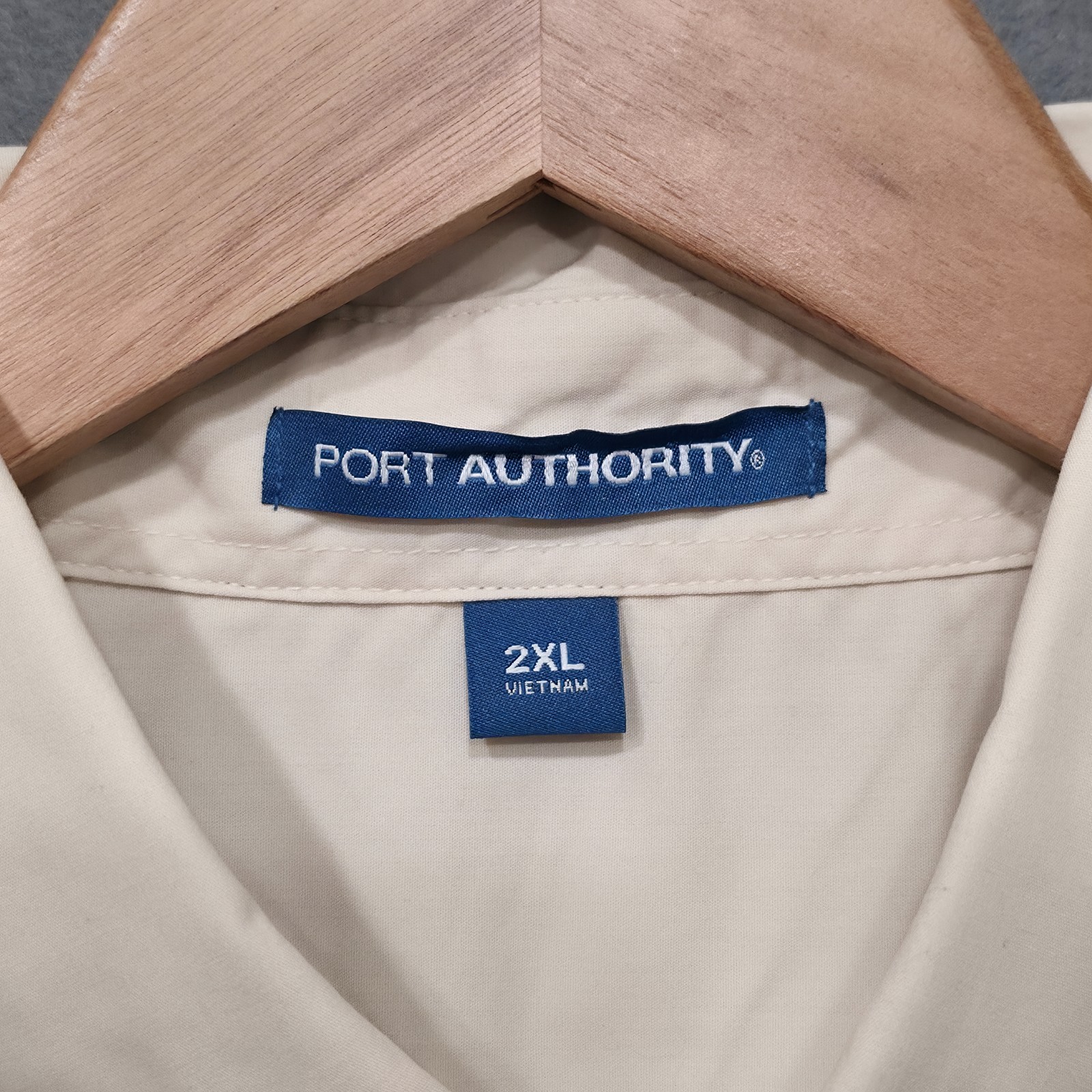 Port Authority Men’s Cream Long Sleeve Button Up Stain Release Shirt Size 2XL