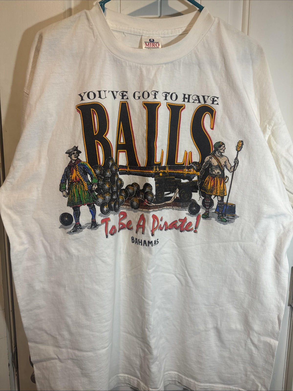Vtg 90s It Takes Balls To Be A Pirate Sint Martin N.A. Cannon Native XL Shirt