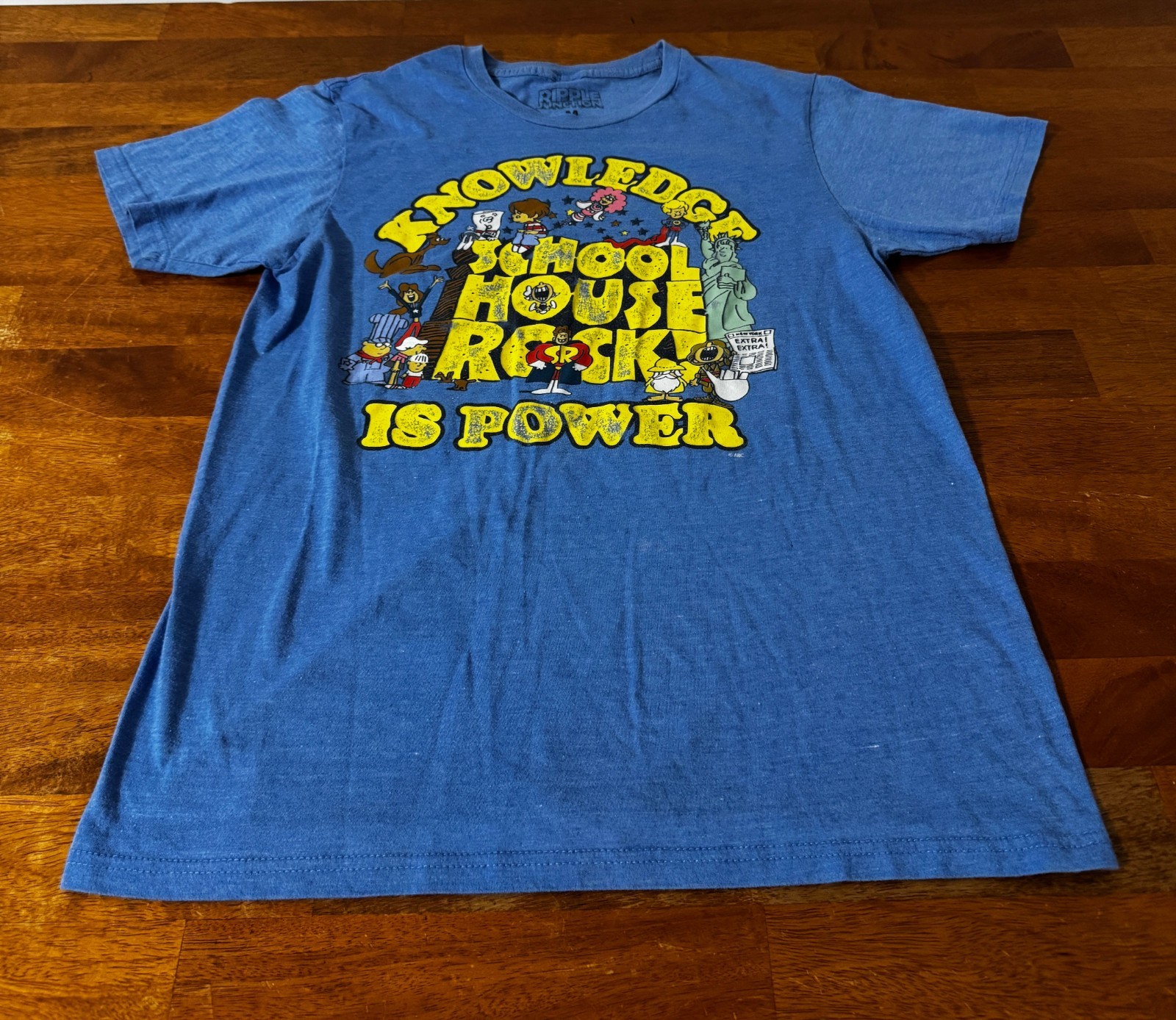 school house rock t shirt mens size medium blue knowledge is power