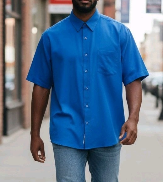 Pair Of Omega Italy Men’s Short Sleeve Dress Shirt -Royal Blue Size XL -2 Shirts