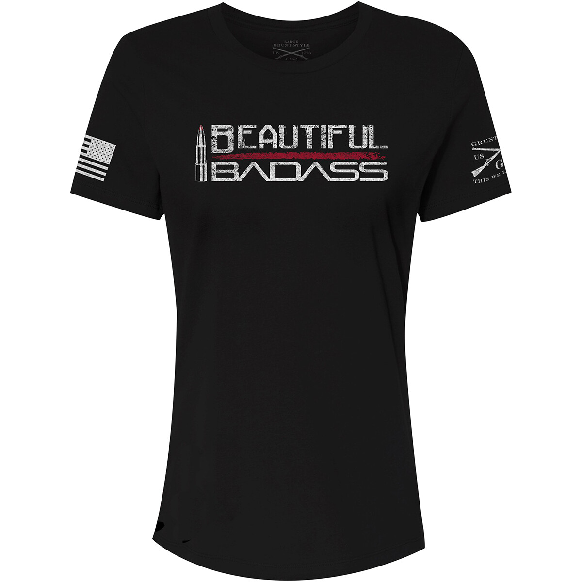 Grunt Style Women’s Relaxed Fit Beautiful Badass T-Shirt – Black