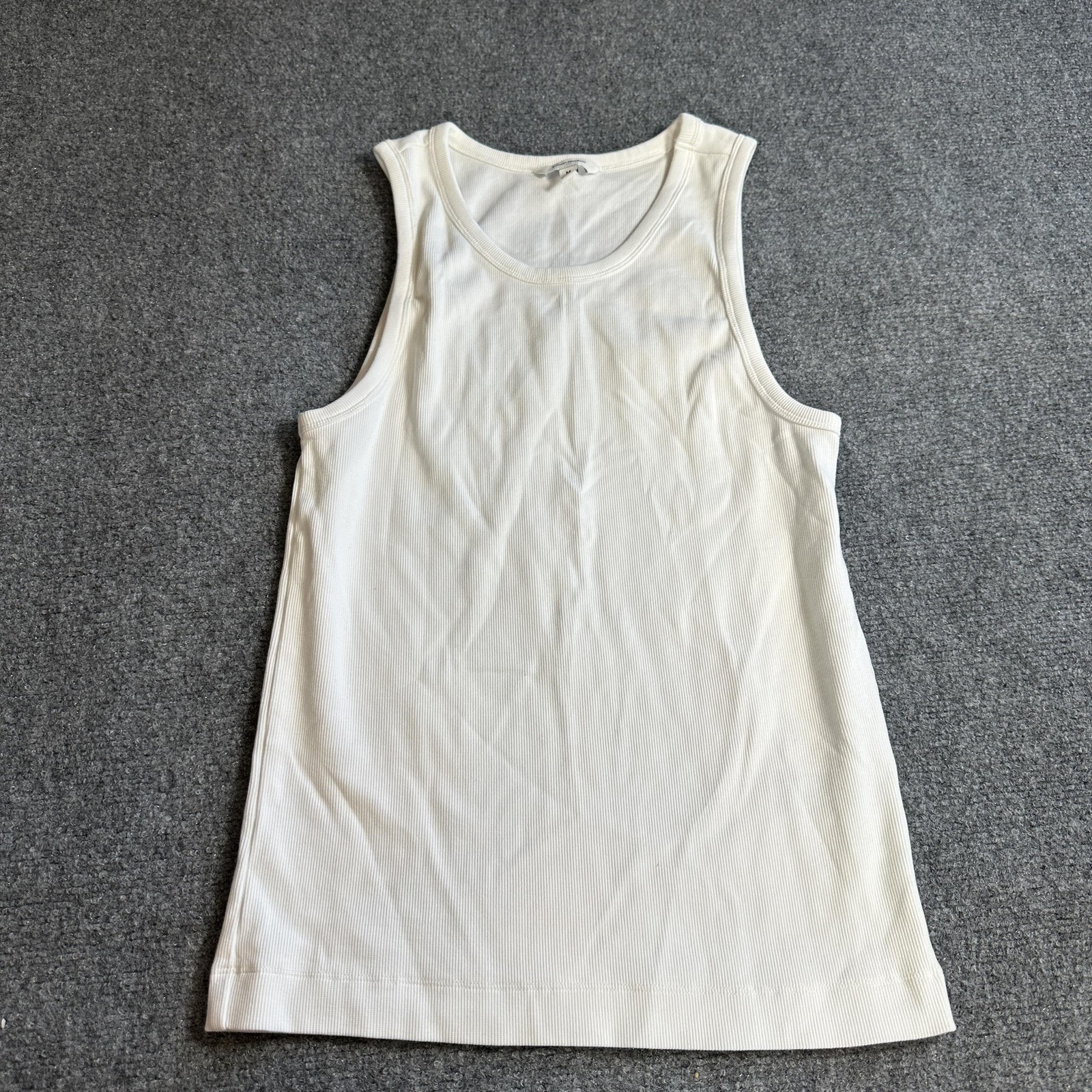 Banana Republic Tank Top Mens Medium White Ribbed Scoop Neck Basic Stretch
