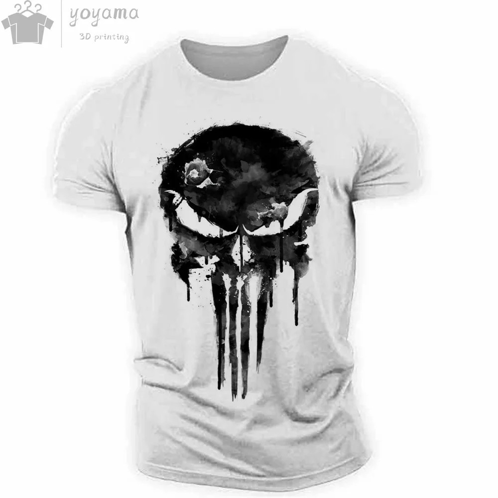 The Punisher T-Shirt Mens 3D Print Tee Military Patriotic Skull Streetwear Shirt