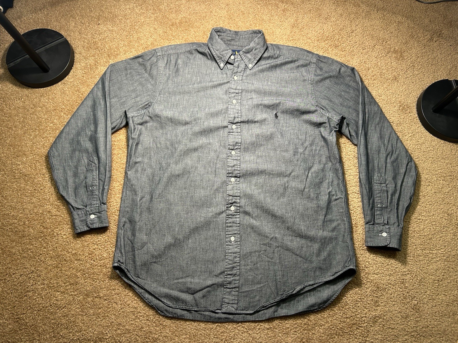 Polo Ralph Lauren Classic Fit Shirt Charcoal Chambray Button Down Men’s LT Tall