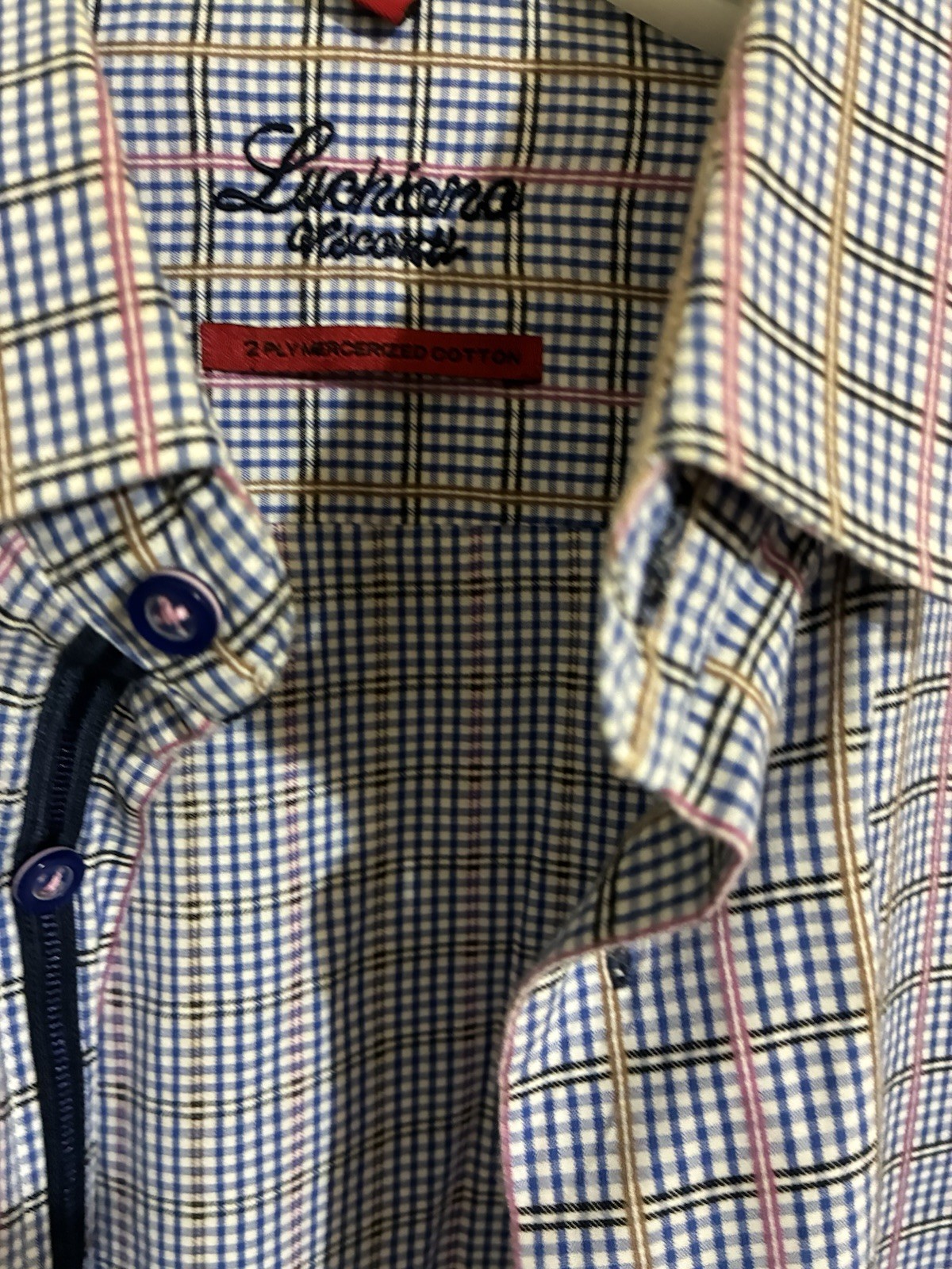 Luchiano Visconti Men’s Multicolor Long Sleeve Button Up Flip Cuff Shirt Size XL
