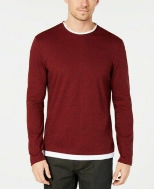 Alfani Mens T-Shirt Crewneck Layered-Look Long-Sleeve Tee – Pick Size