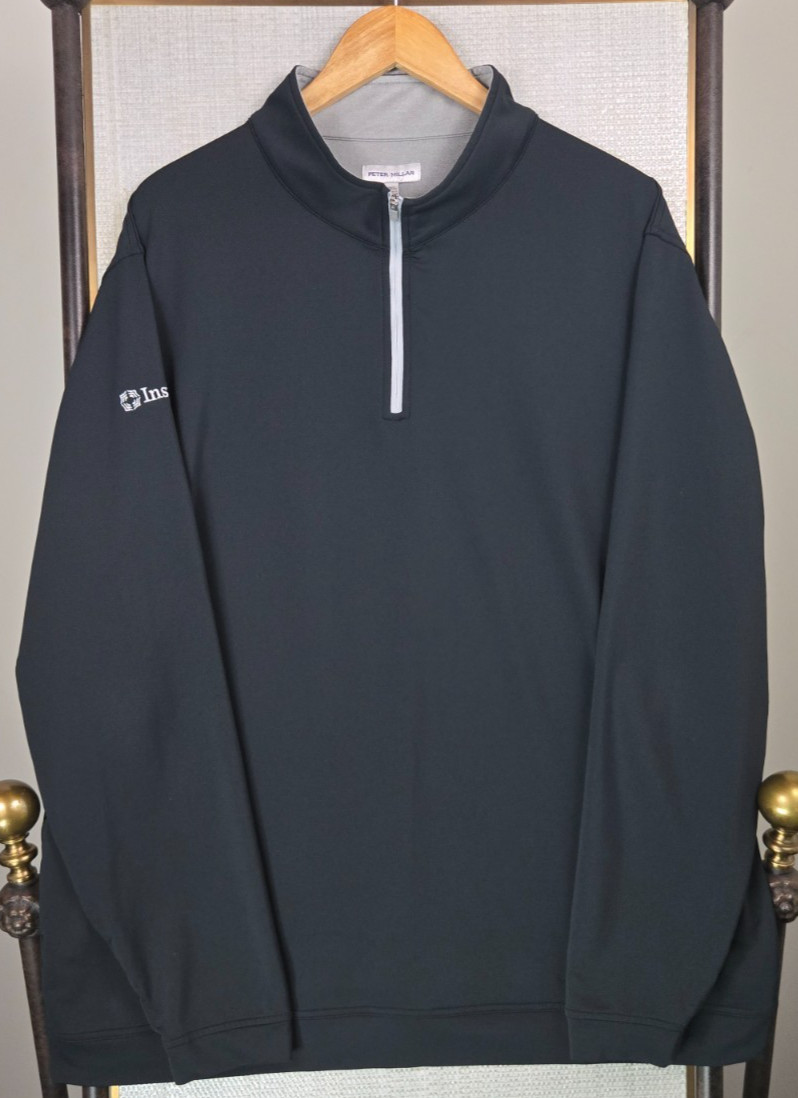 PETER MILLAR Mens Size 3XL Performance 1/4 Zip Perth Pullover Black Golf XXXL