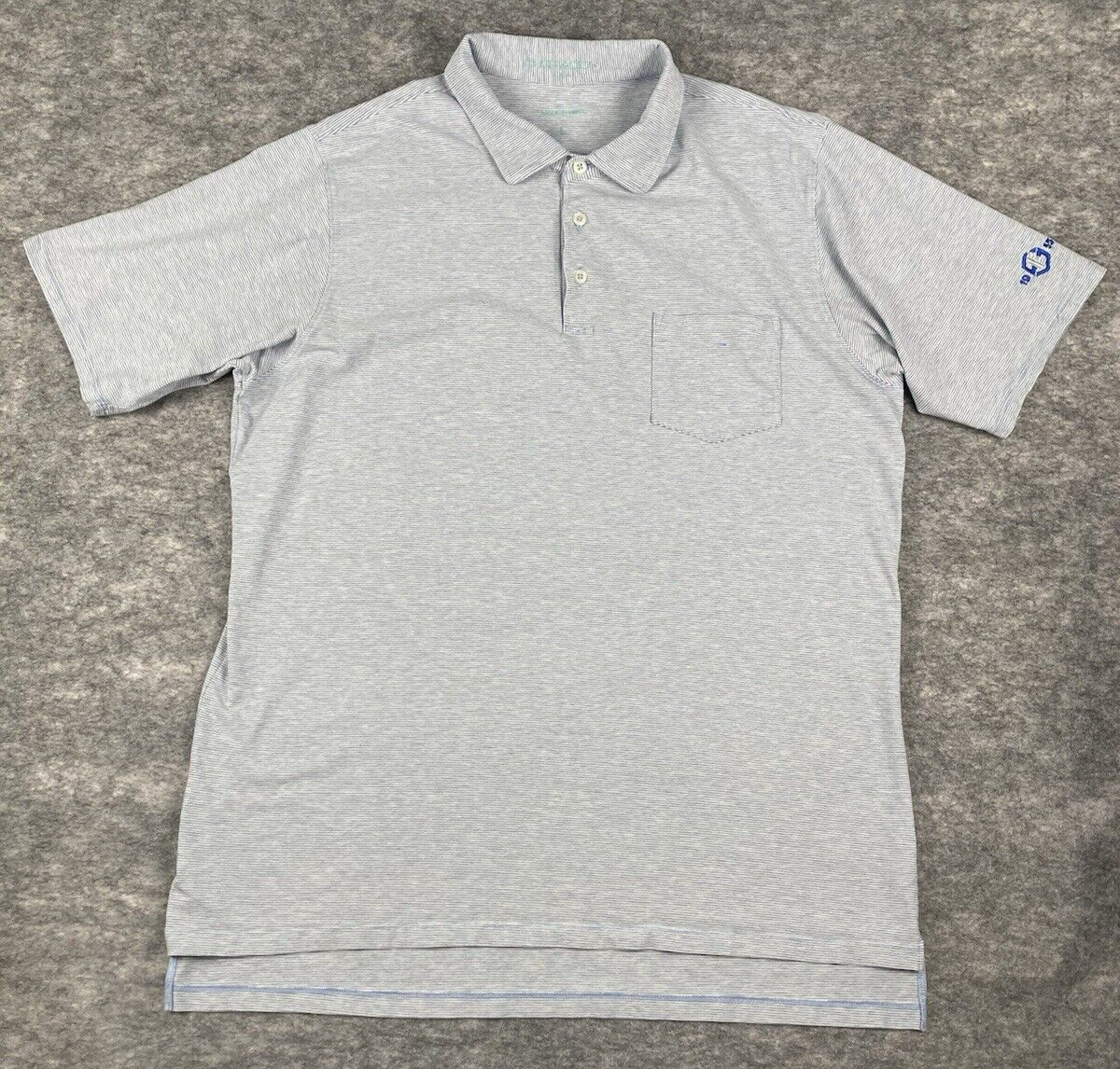 B. Draddy Mens Polo L Striped Cotton Performance Casual Embroidered Stretch