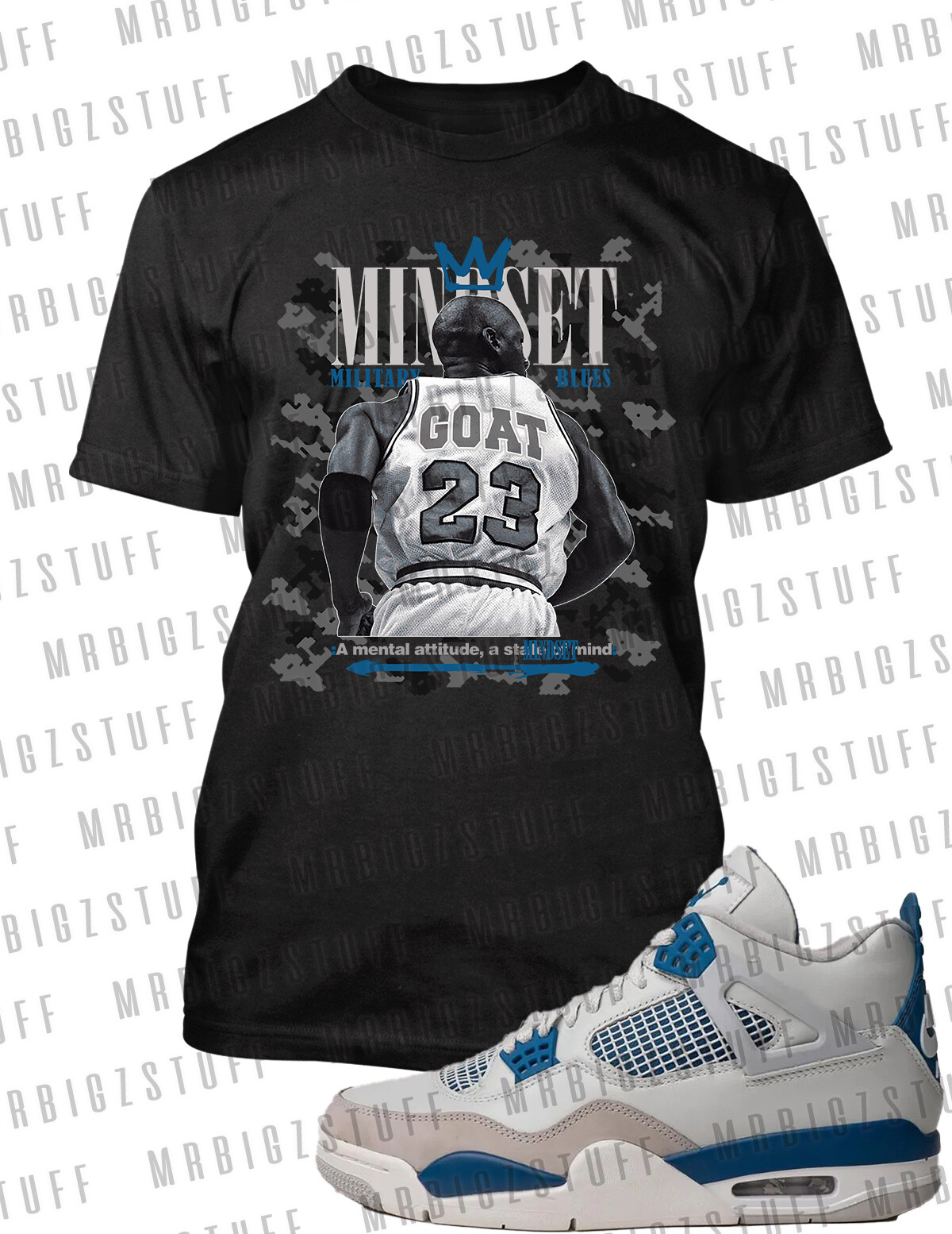 Mindset Goat Big Tall Sm Graphic Pro Club Shaka Tee to Match J4 Military Blue