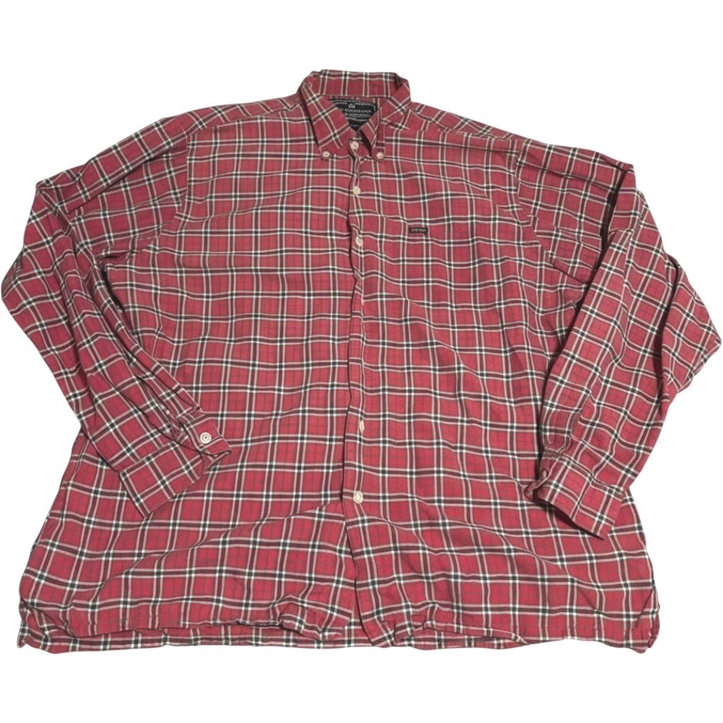 VTG 90s Ralph Lauren Sportsman Plaid Button Down Shirt Mens XL Red Cotton