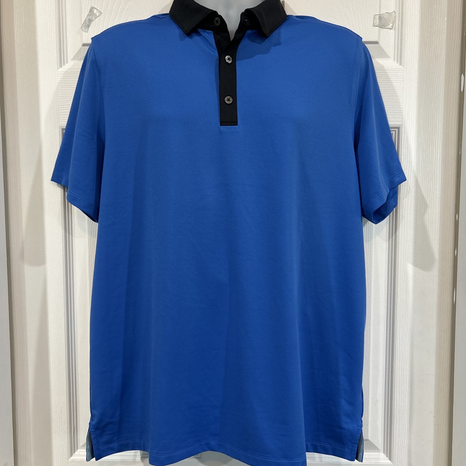 Rhone Golf Sport Polo Shirt Royal Blue Color Block Men’s L UPF Wicking Anti Odor