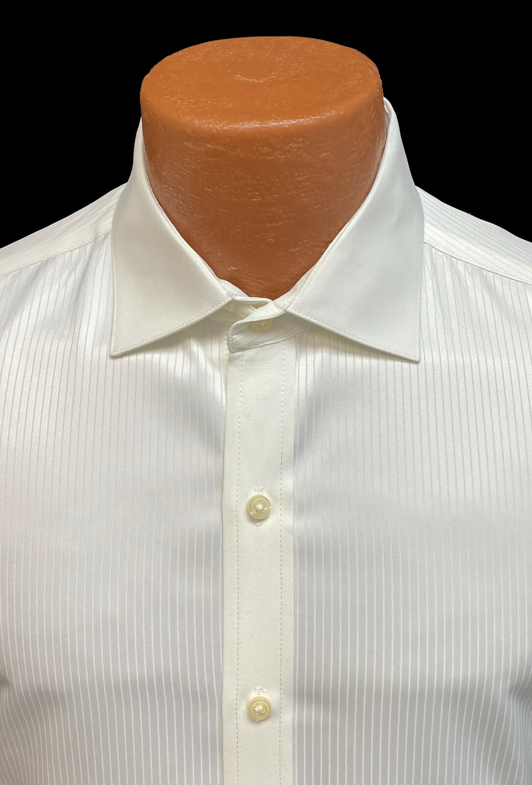Allure Men Fitted Ivory Tuxedo Shirt Swiss Pleat Luxe Microfiber Spread Collar