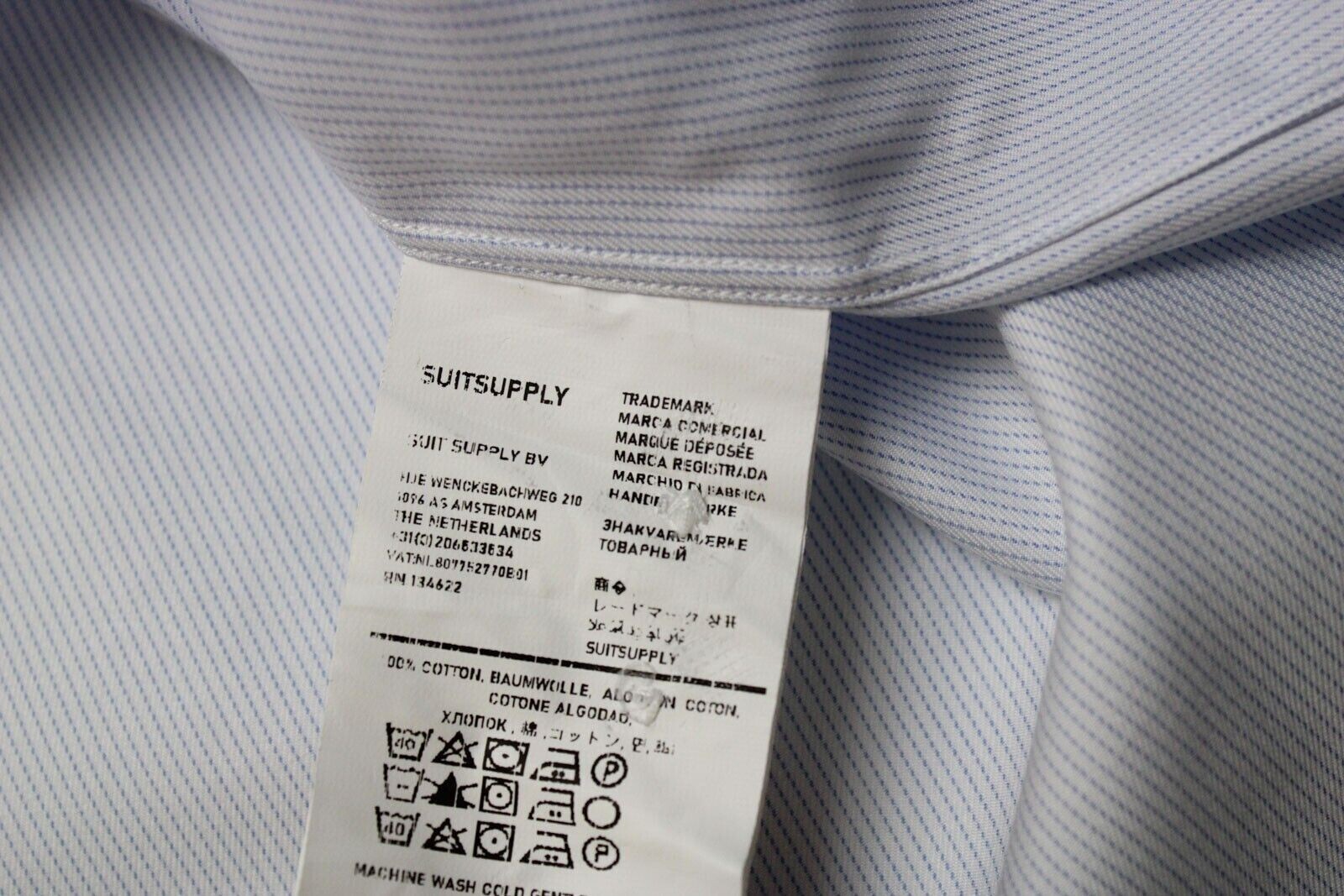 SUITSUPPLY Slim Fit Formal Shirt Men’s XL Button Up Pinstripe Spread Neck