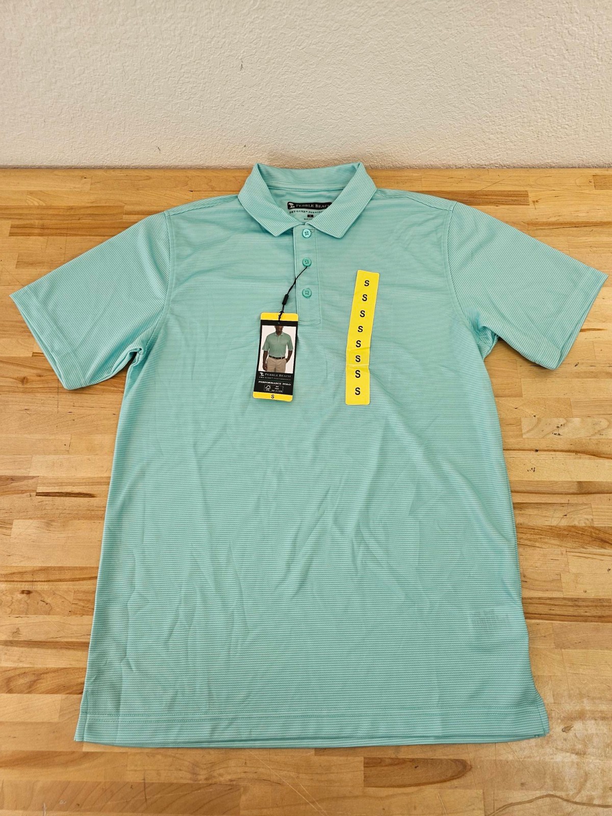 S / SMALL – GREEN – Pebble Beach Men’s Dry-Luxe Short Sleeve Golf Polo Shirt