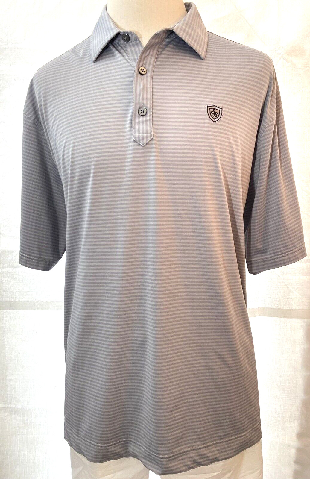 FOOT JOY Polo Short Sleeve Gray Stripe Men’s Size XXL Polyester Spandex