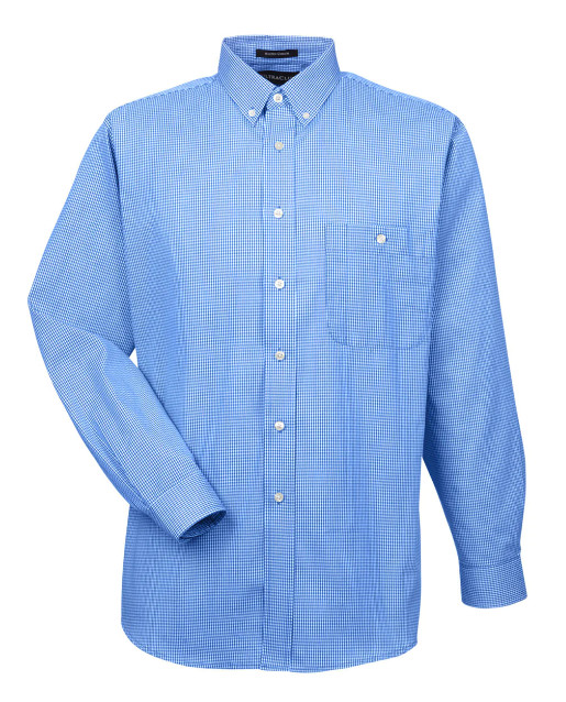 Ultra Club Men’s Long Sleeve Button Down Dress Shirt Blue Mini Check Sm,M,Lg,XL