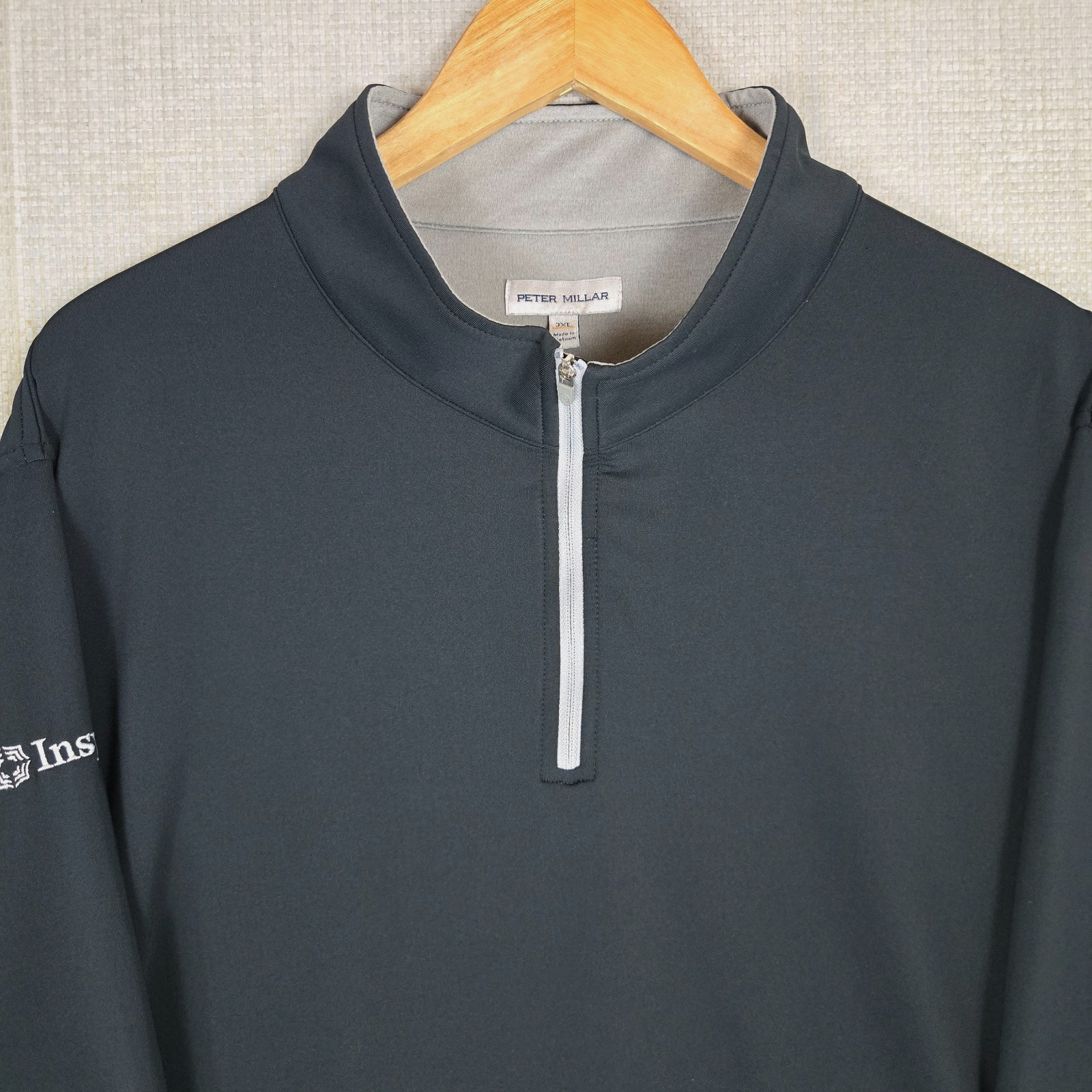 PETER MILLAR Mens Size 3XL Performance 1/4 Zip Perth Pullover Black Golf XXXL
