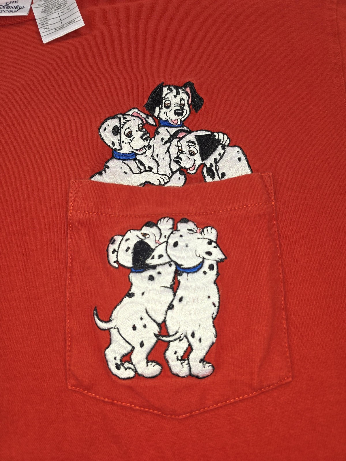 Disney 101 Dalmatians Shirt Mens Large Red Pocket Puppy Graphic Tee Disney Store