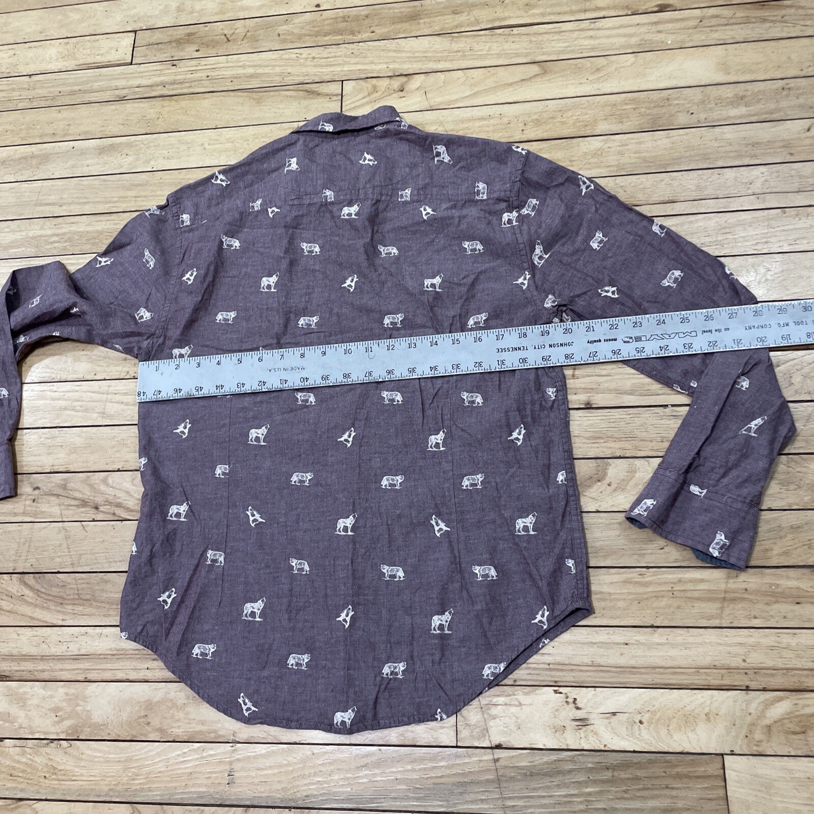 Free Nature Animal Wolf Print Button Shirt Men S Soft Purple AOP Long Sleeve