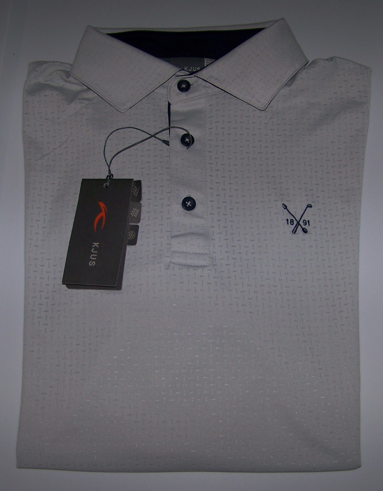NEW KJUS Polyester Spandex Golf Polo Shirt SHINNECOCK HILLS GOLF CLUB M 50 Gray