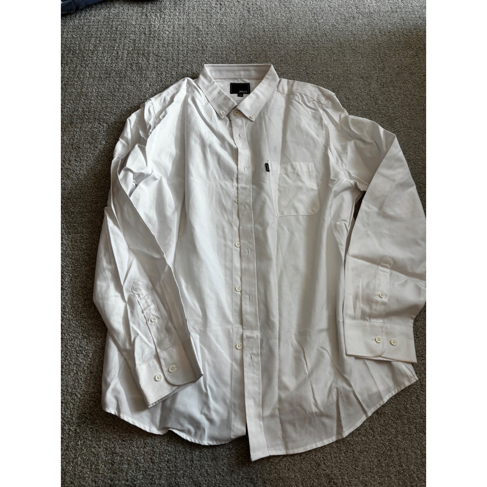 WEIV Button Down Shirt 2XL White Classic Long Sleeve Office Business Casual