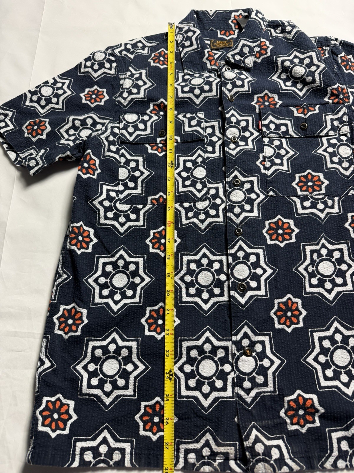 Levis Skateboarding Collection Textured Pattern SS Button Front Shirt S Mens K2