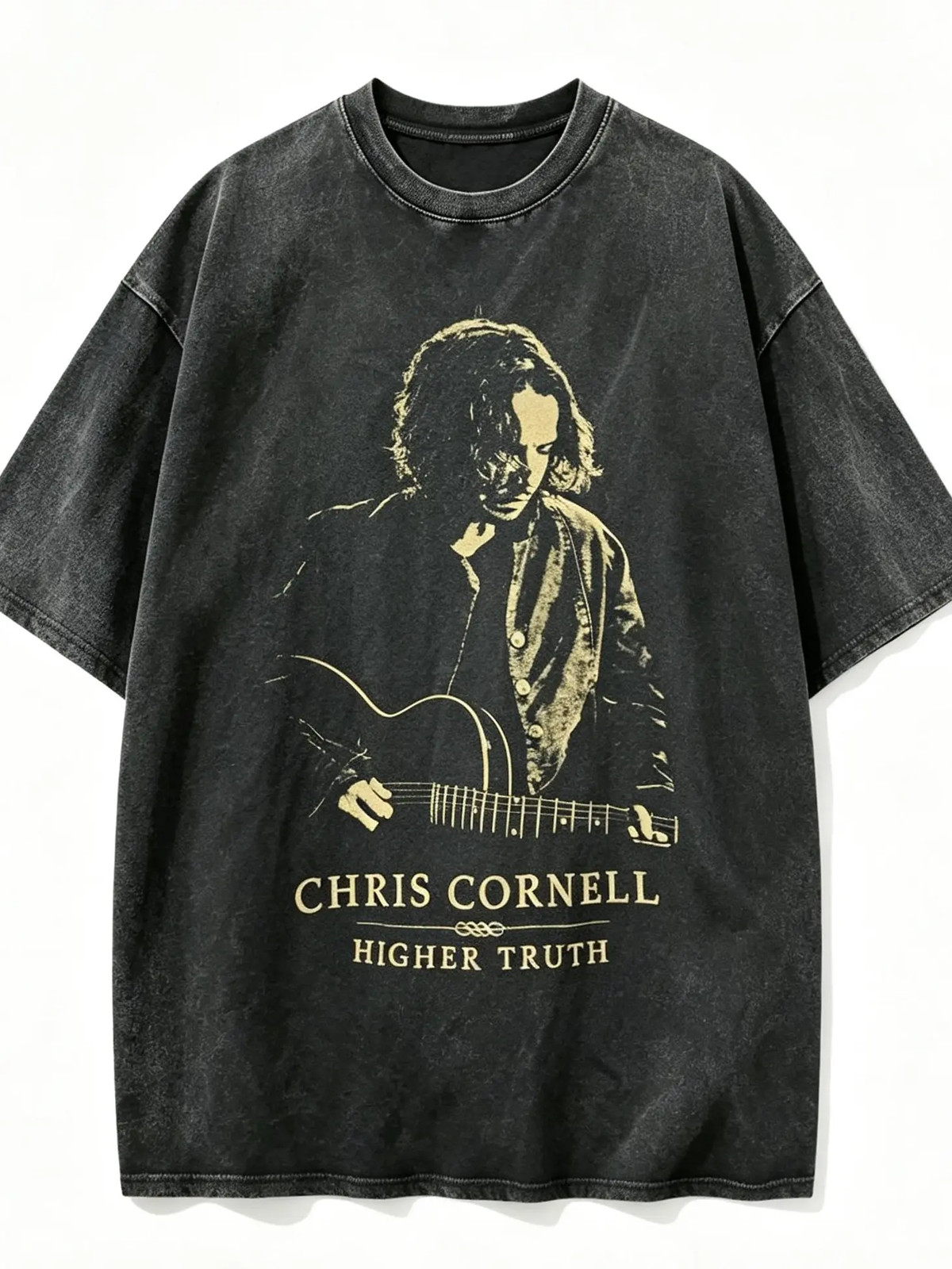 Chris Cornell Guitar Portrait Retro 90s Grunge Oversized Fan T-shirt