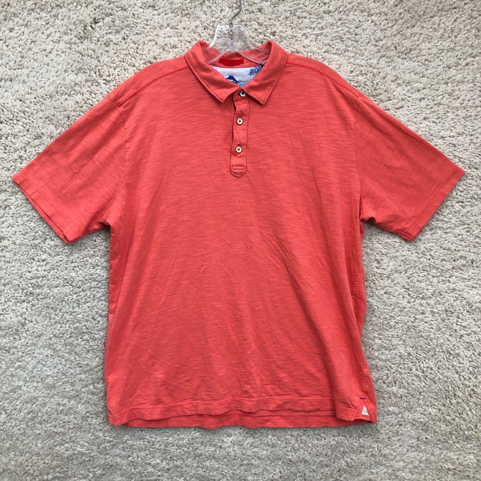Tommy Bahama Polo Shirt Large Adult Orange Pima Cottton Short Sleeve Casual Mens