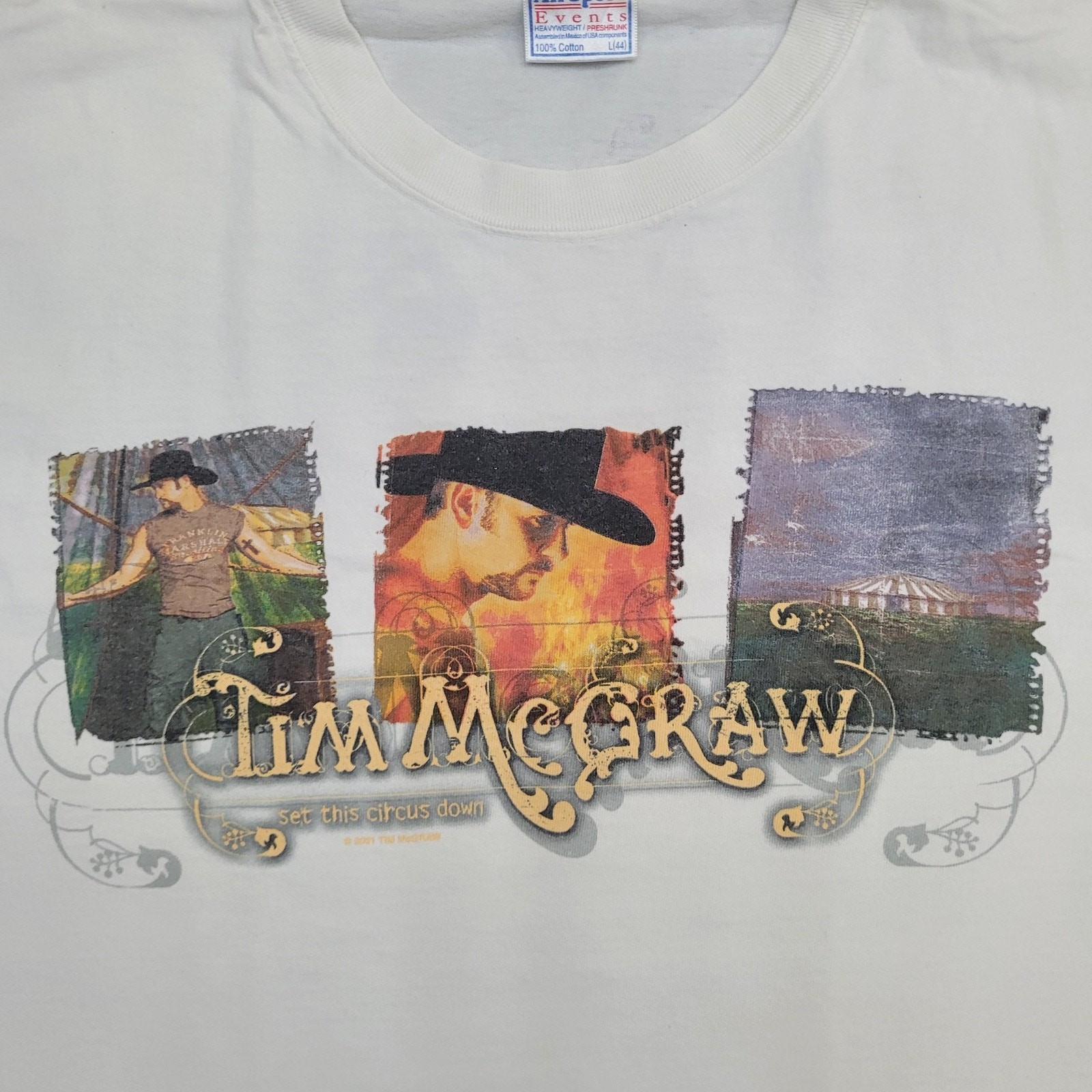 Vintage 2001 Tim-Mcgraw Shirt M/L 21×27 Set-This-Circus-Down
