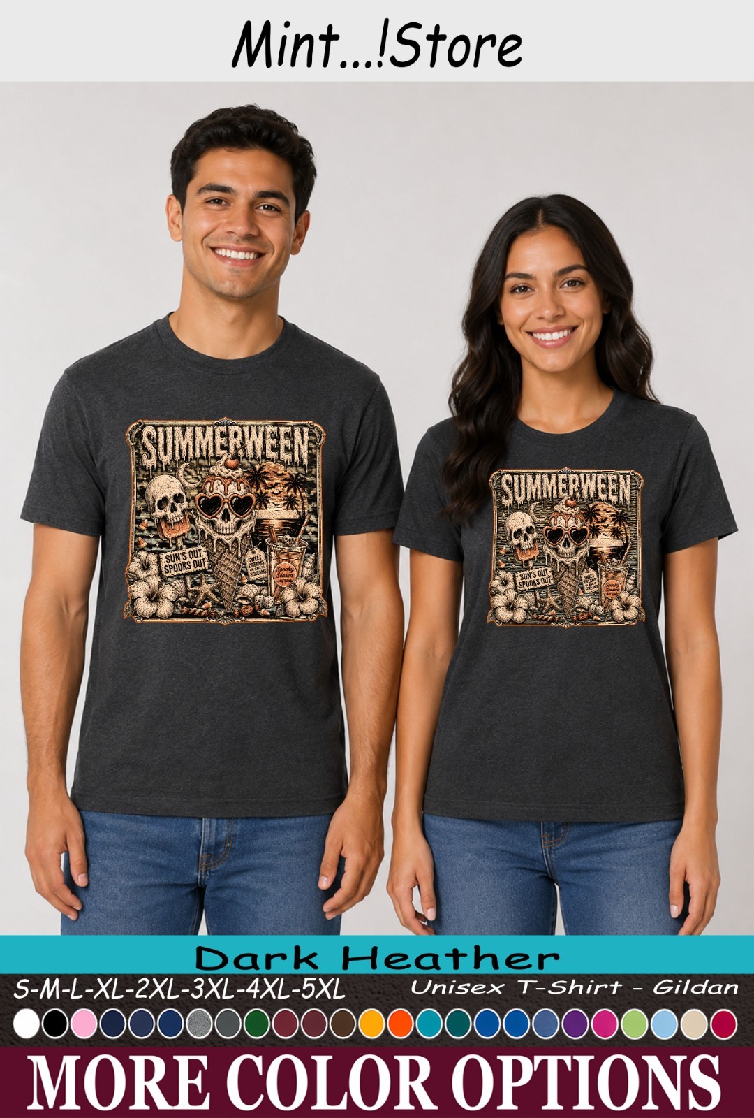 Summerween Shirt, Retro Skull Beach Summer Halloween Unisex T-Shirt